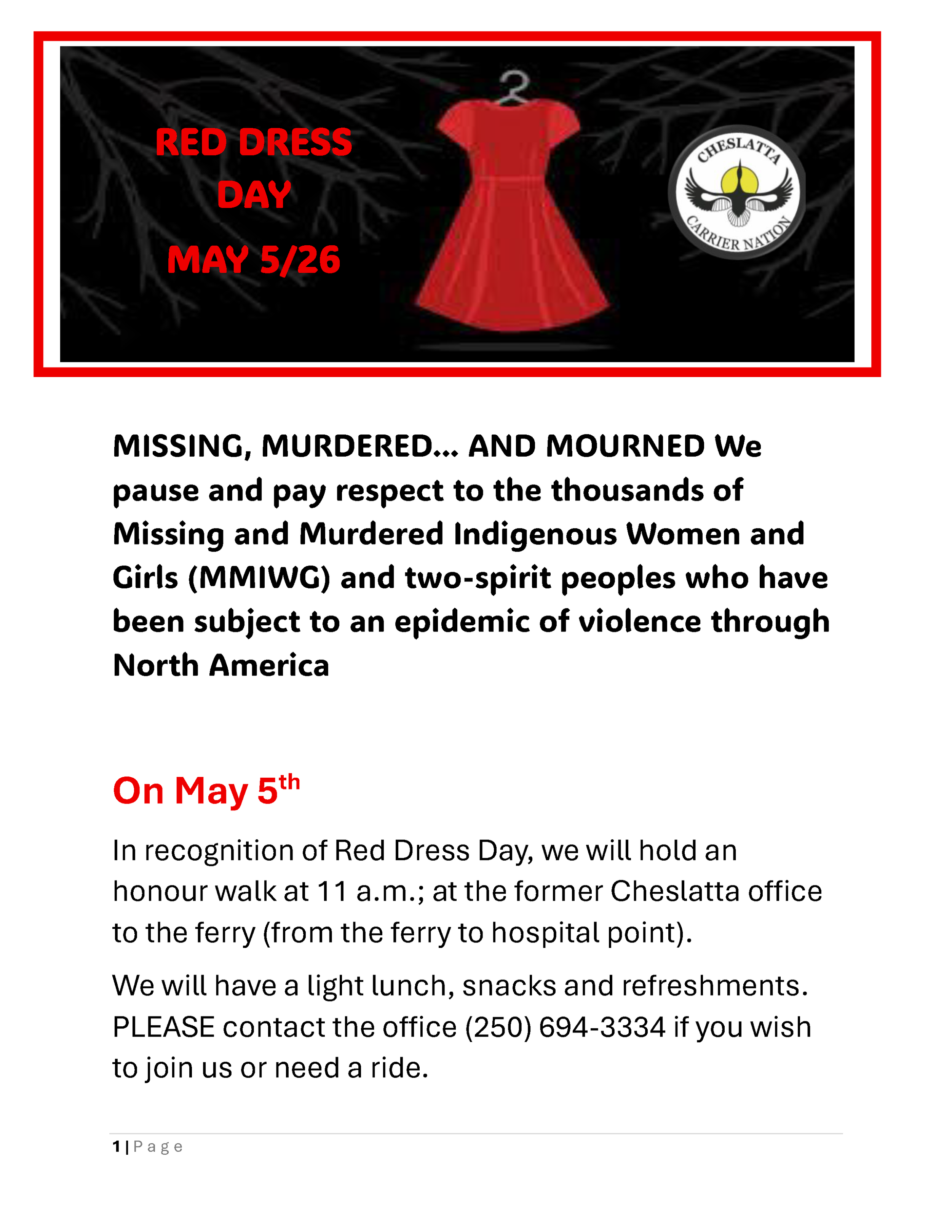 Red Dress Day Honour Walk