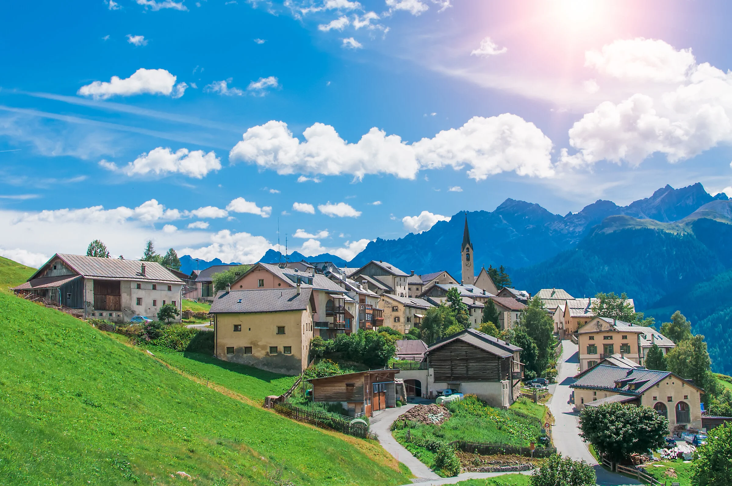 The historic village of Guarda in the Engiadina Bassa (Lower Engadine).