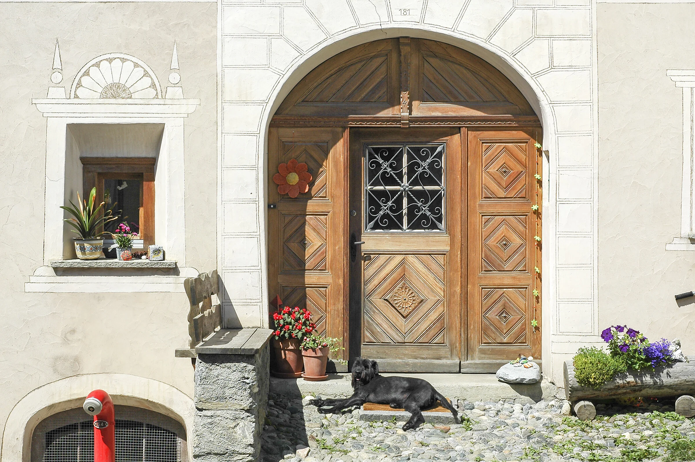 A typical Engadin home in the village of Scuol in the Engiadina Bassa (Lower Engadine).