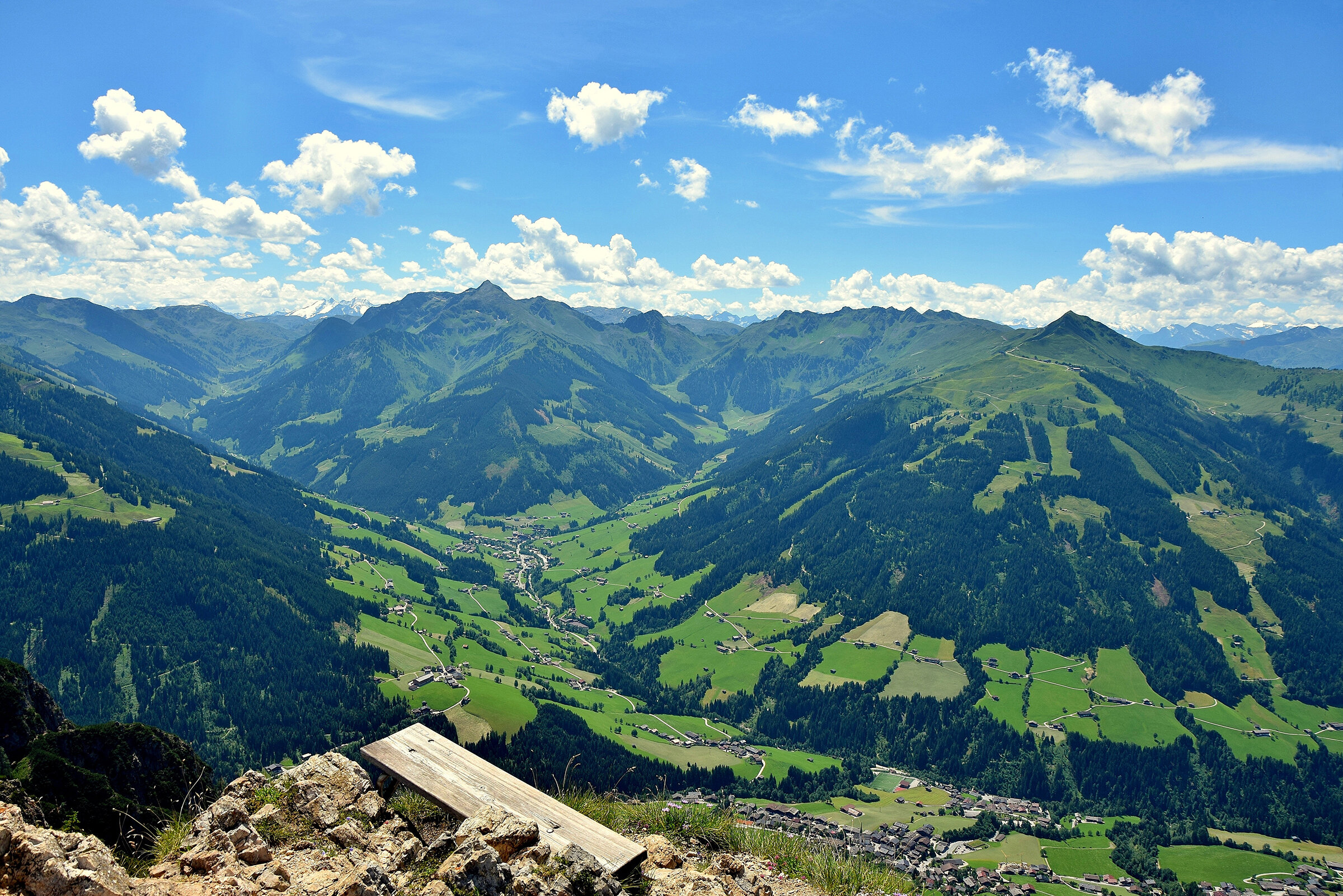  View over Albach in the Alpbachtal, Austria. 