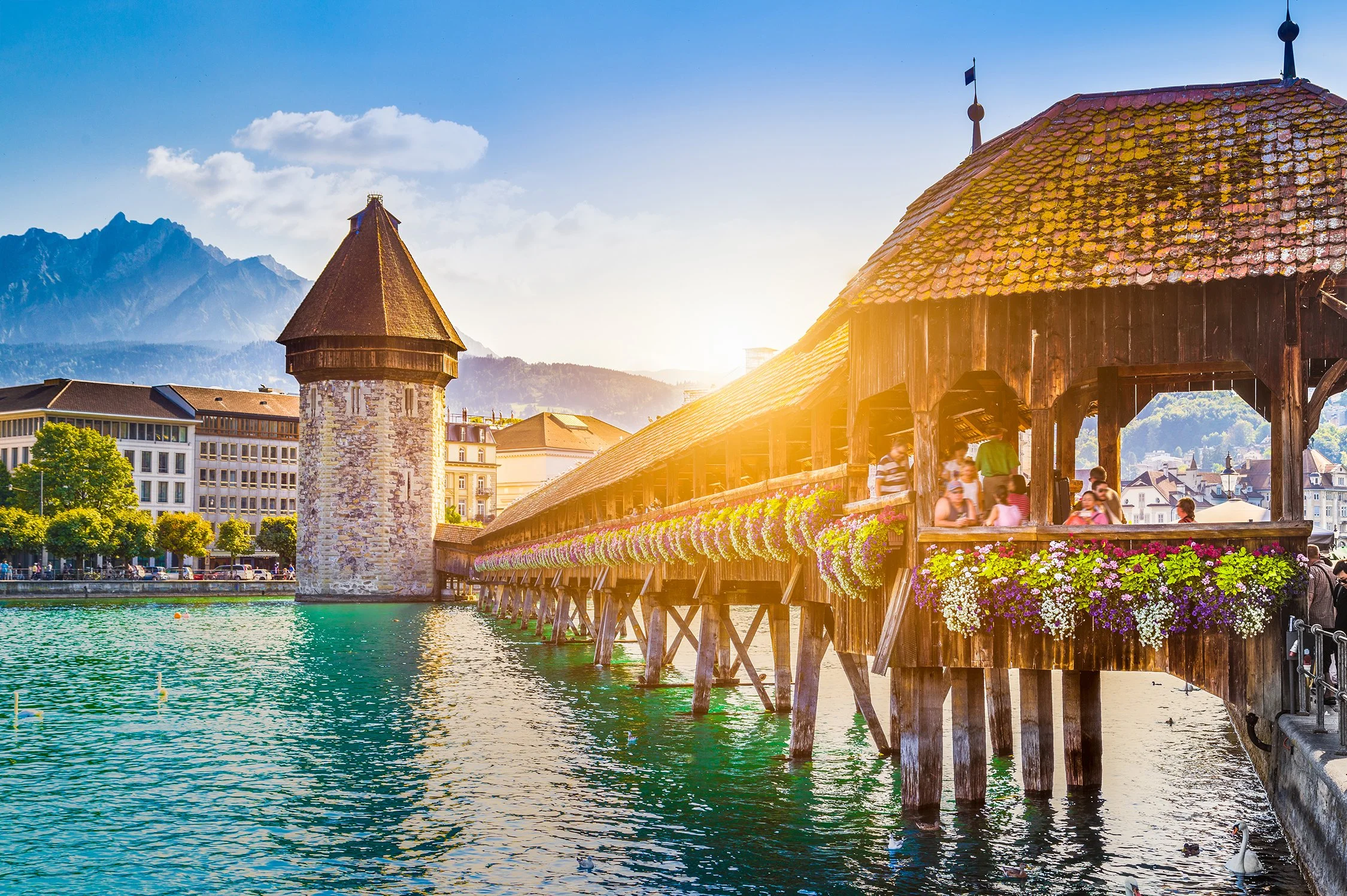 The famous Chapel Bridge in Lucerne.