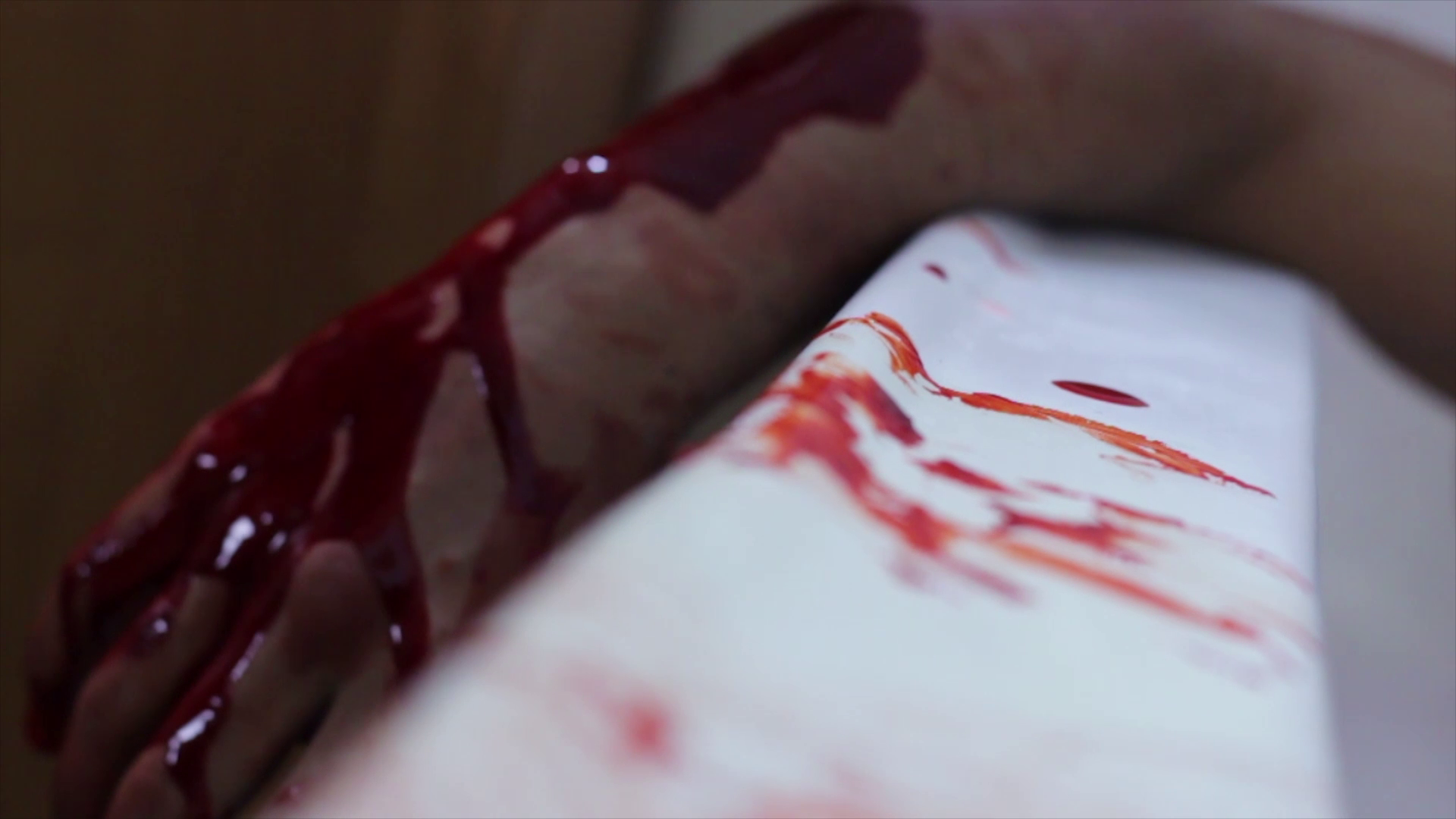 A dead body laying in a bath tub from the first trailer test screening.