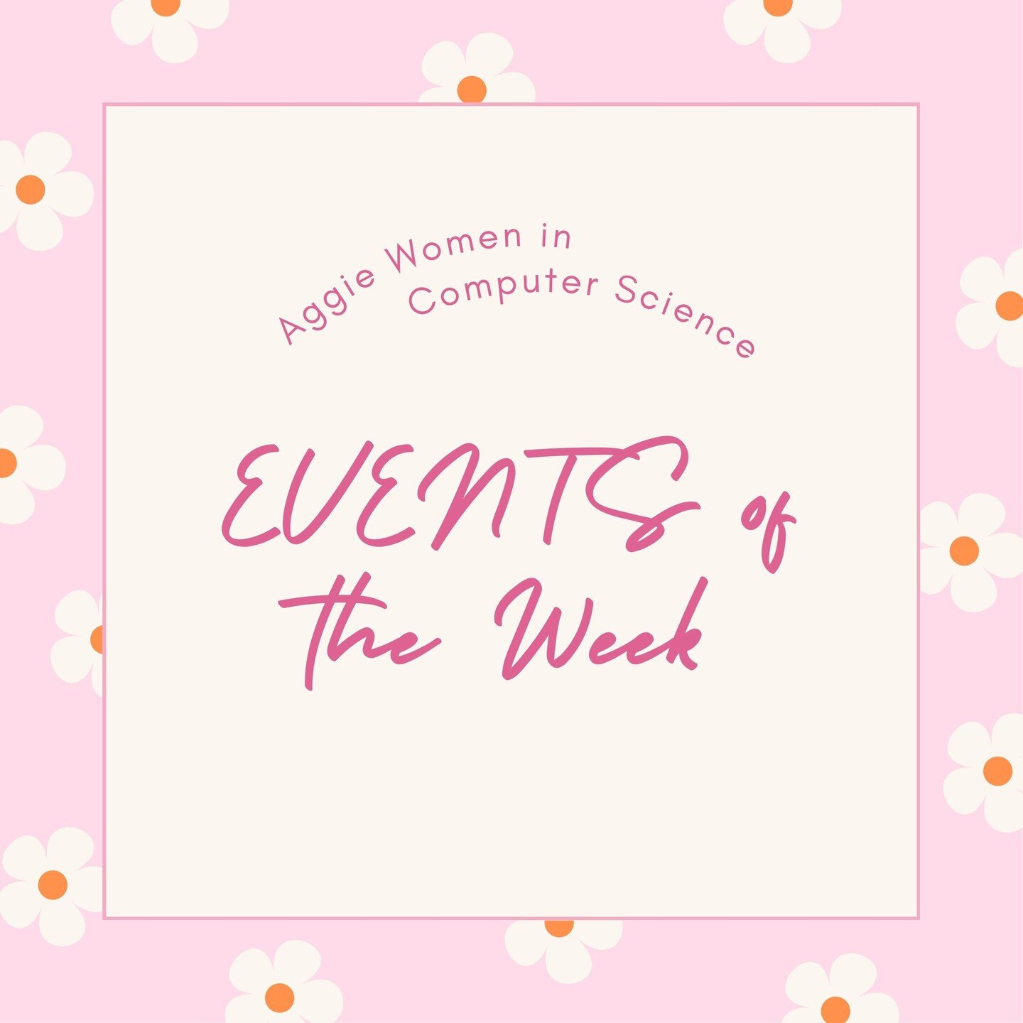 Here are all the events AWICS will be hosting this week! More information on each event is on the graphics above.

!!Reminder!! CSCE Department Merch is open and it will be closing April 7th! 👚 Go get your merch through the link in the CSCE Merch st