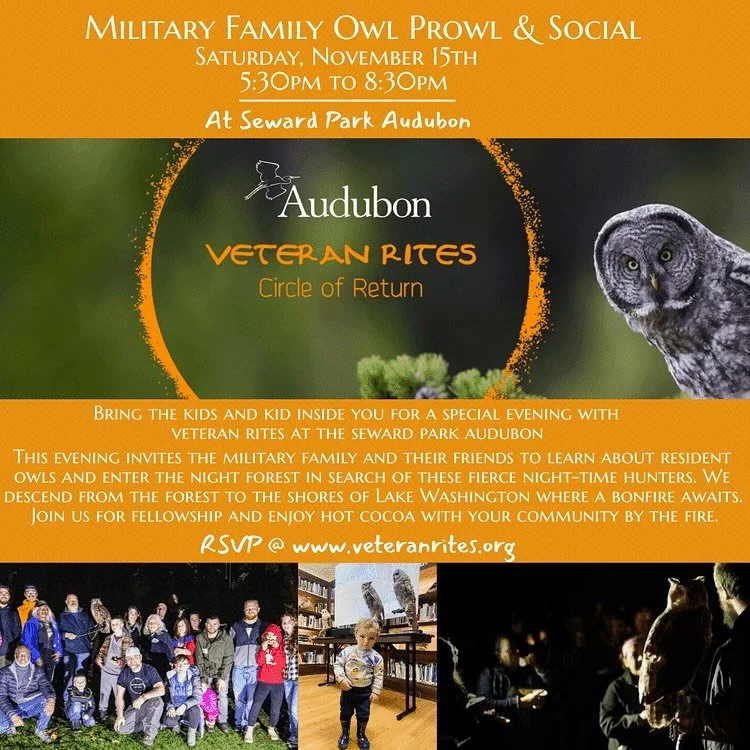 &ldquo;The owl is the wisest of all birds because the more it sees, the less it talks.&rdquo; &mdash;African Proverb 

Saturday, Nov 15th
SPECIAL EVENT

The @sewardparkaudubon is partnering with Veteran Rites for a super-wholesome, educational, and i