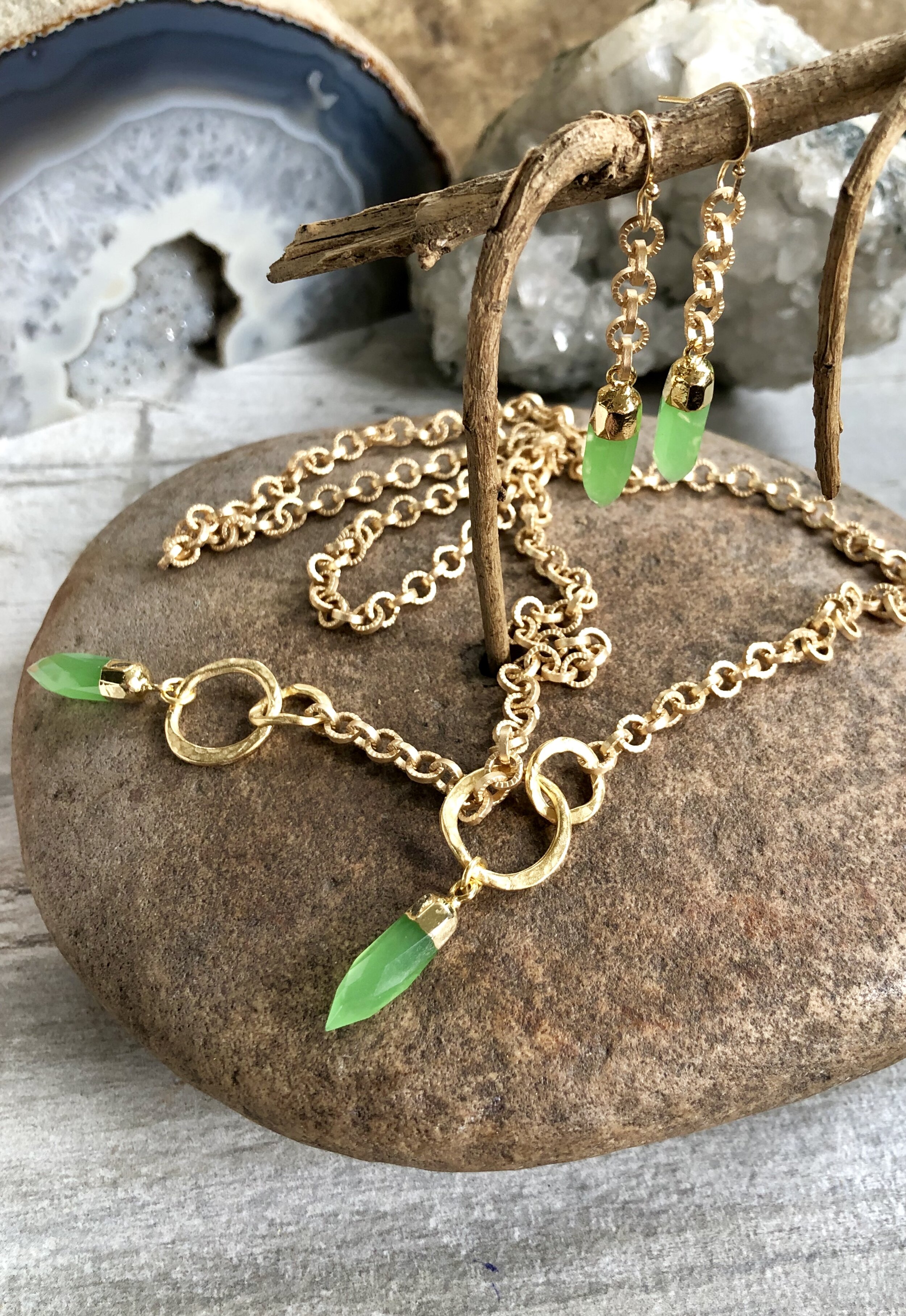 Green Chrysoprase Drop Necklace