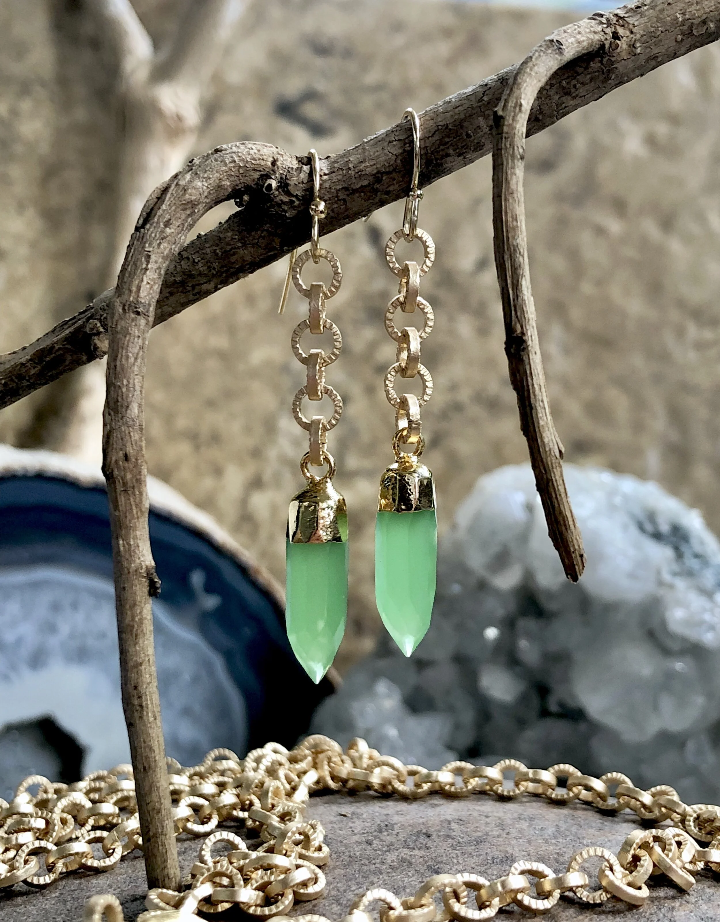 Green Chrysoprase Drop Earrings