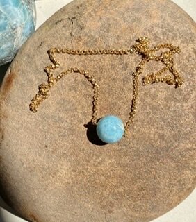 Lovely Larimar and Gold Chain Necklace