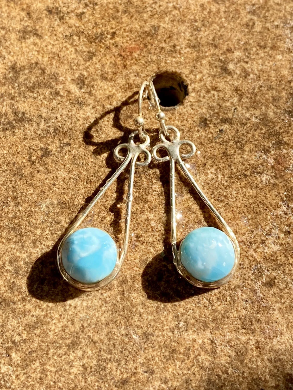 Larimar and Sterling Earrings