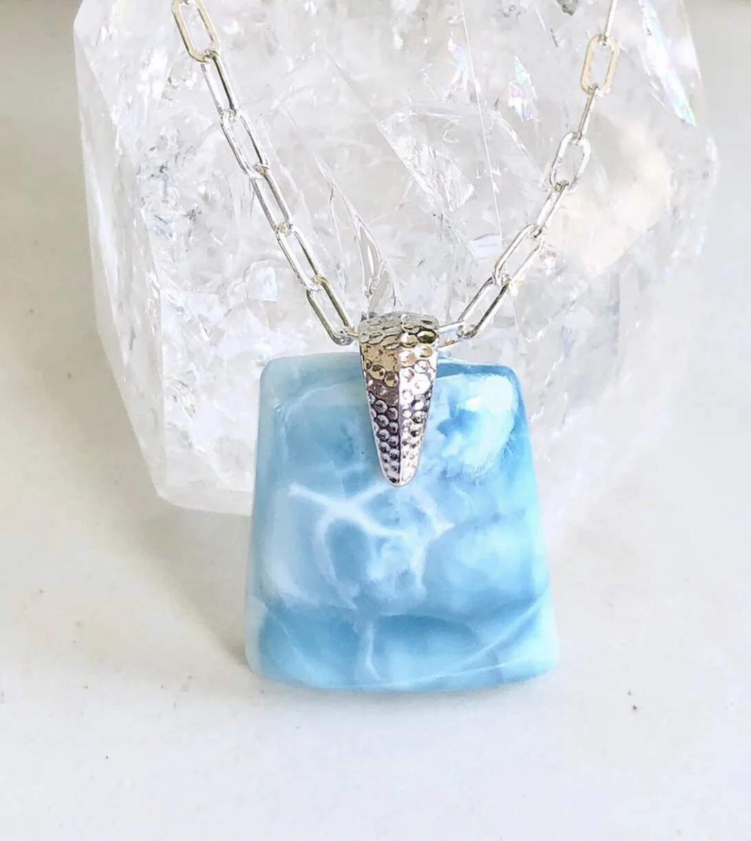 Larimar Pendant on Sterling Chain