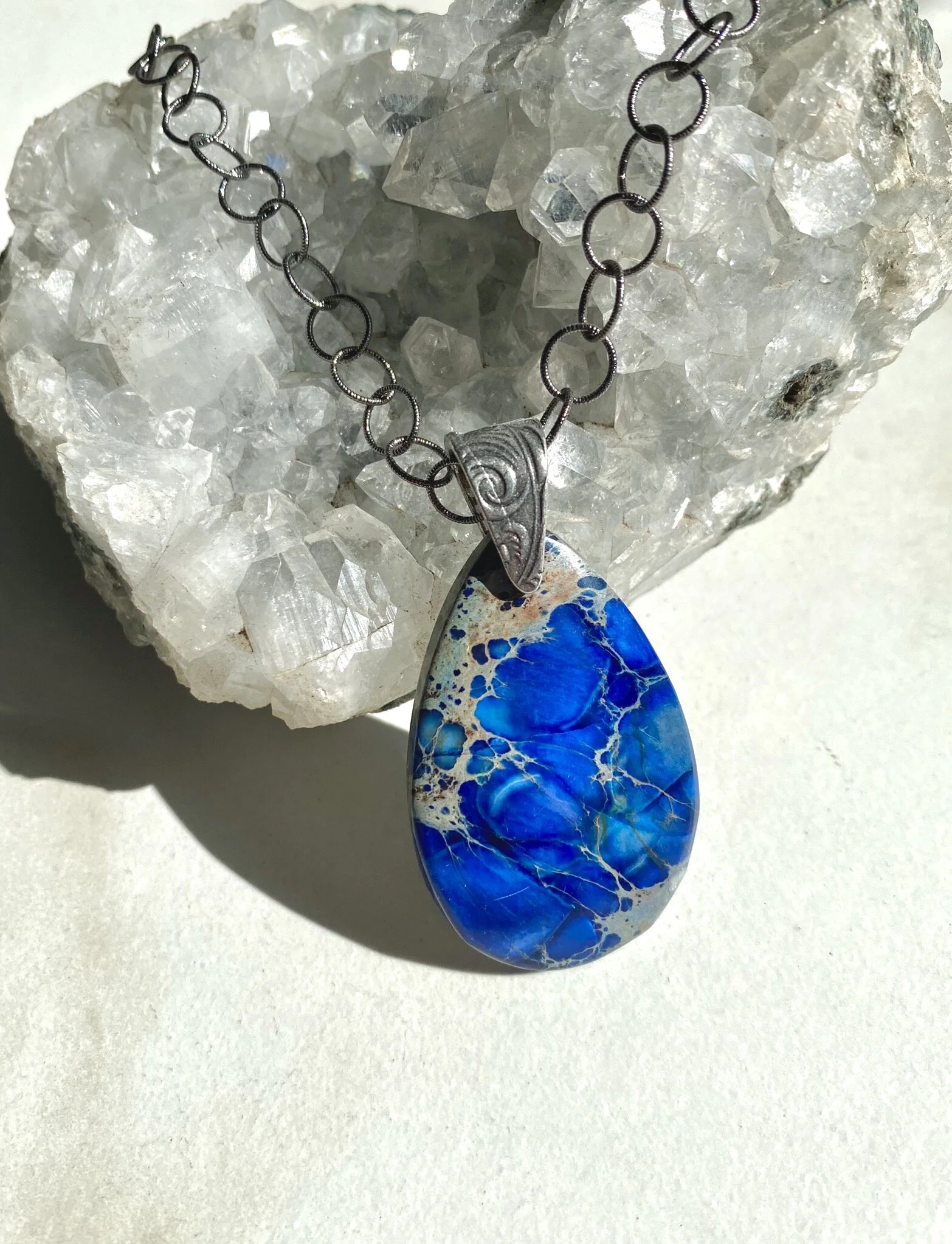 Cobalt Impression Jasper Necklace  