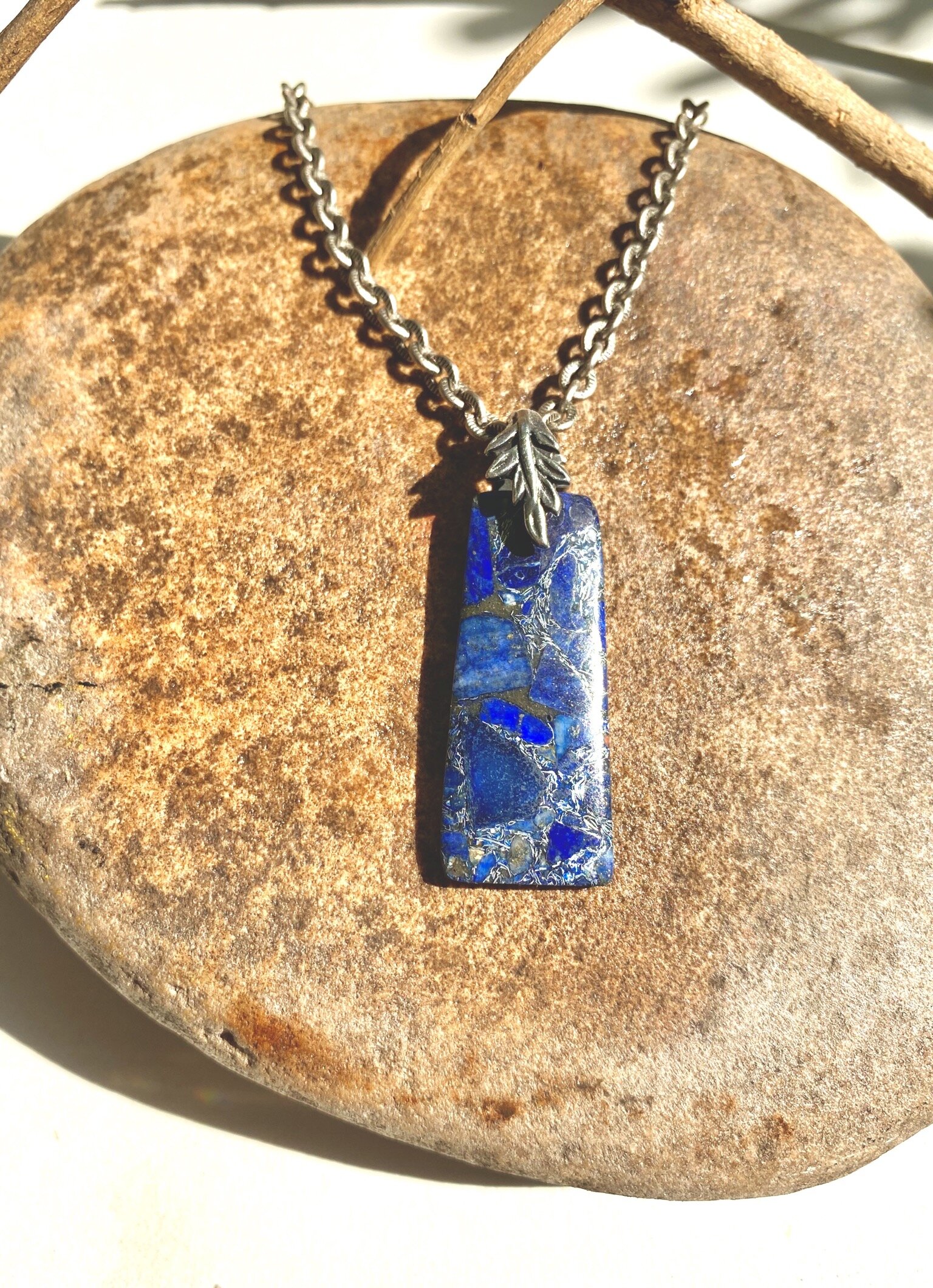 Cobalt Impression Jasper Necklace  