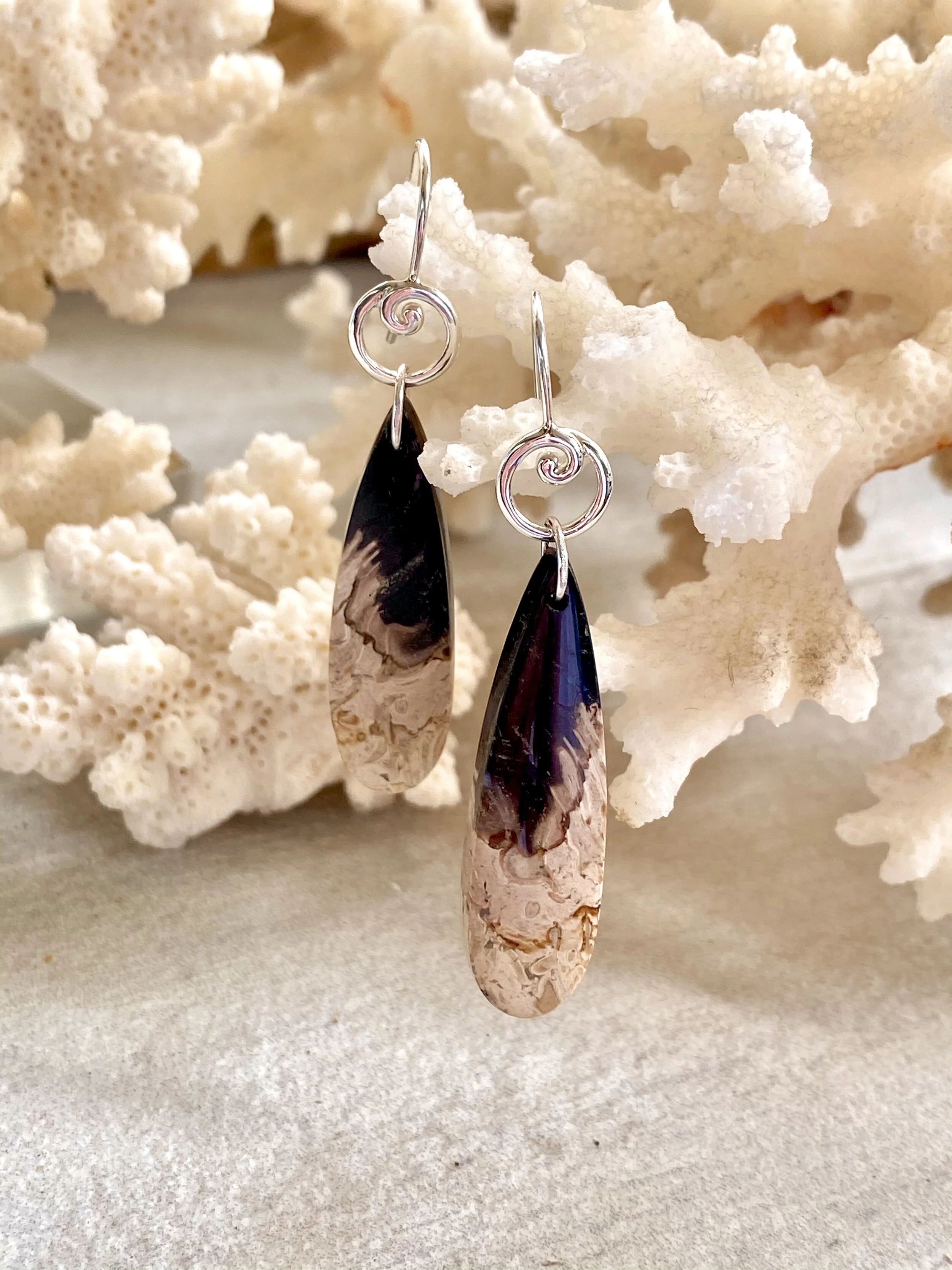 Palm Root Agate Earrings on Sterling Ear Wire