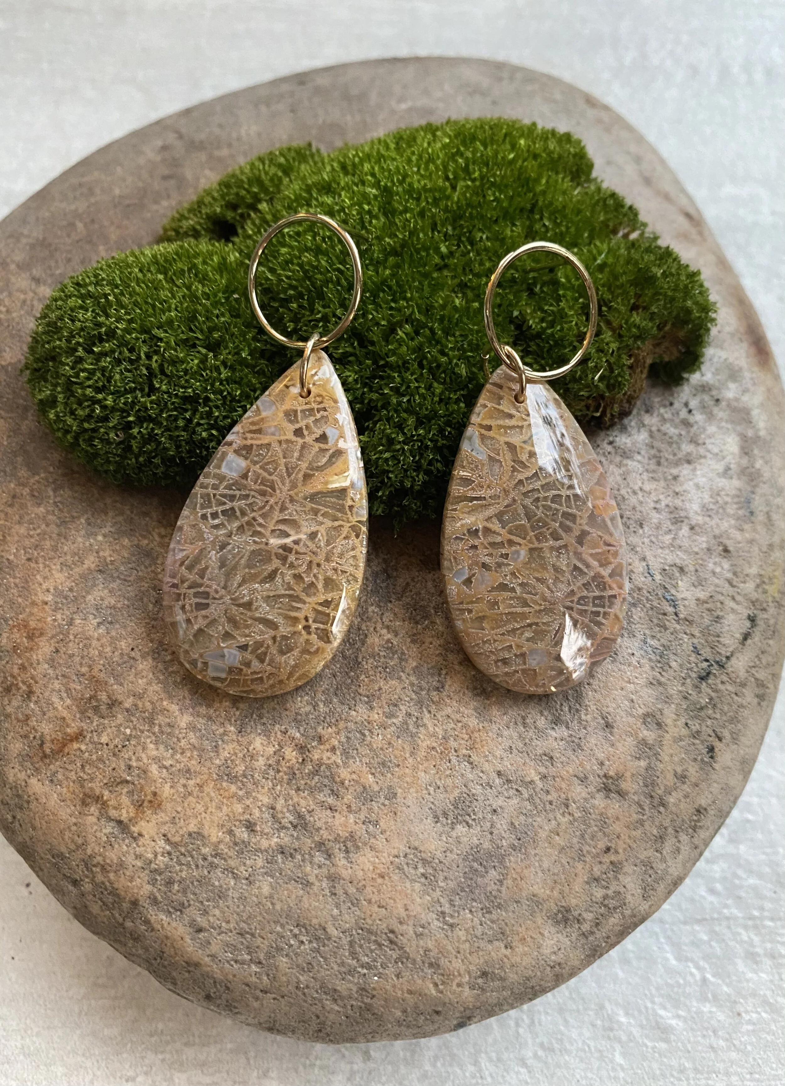 Fossilized Jasper on Gold Posts