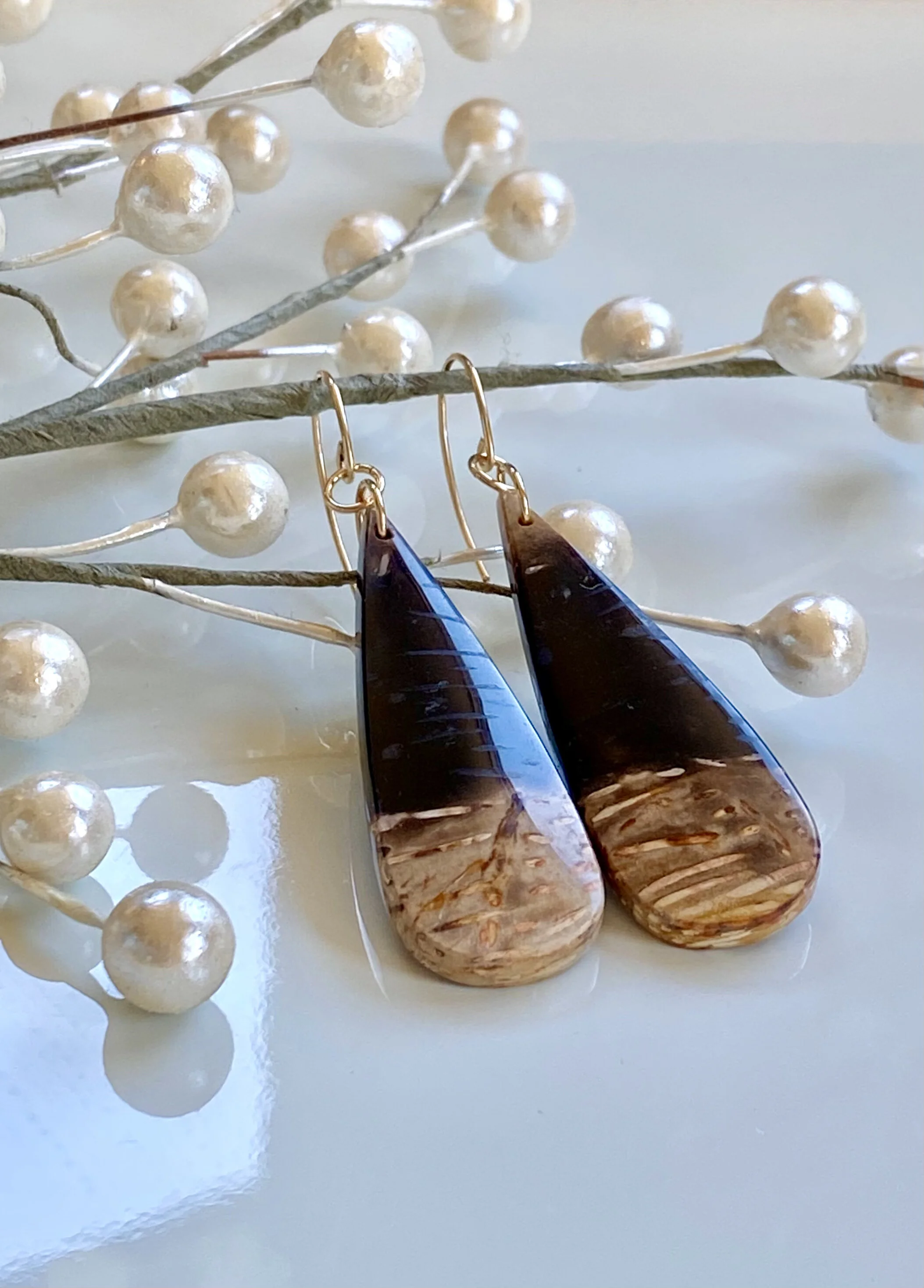 Palm Root Agate Earrings on Gold Filled Wires