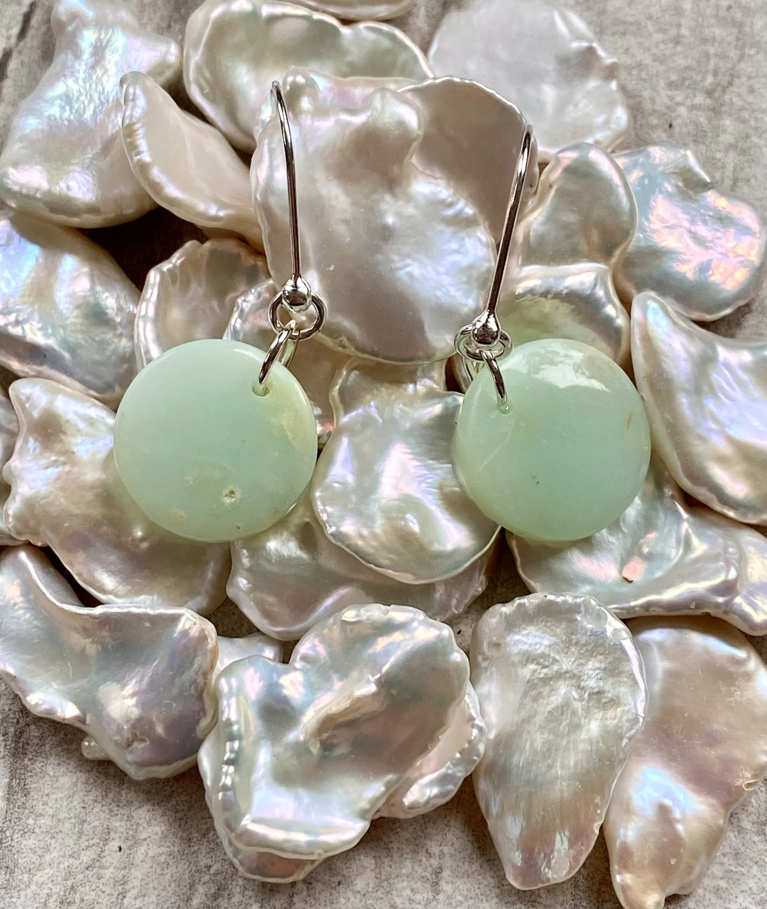 Chrysoprase Gemstones Circles on Sterling Silver