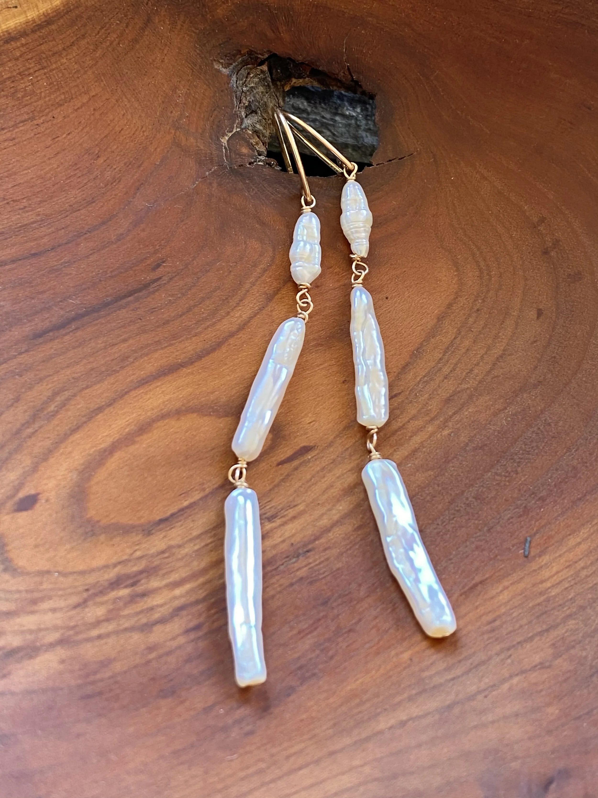 Triple Drop Biwa Pearls