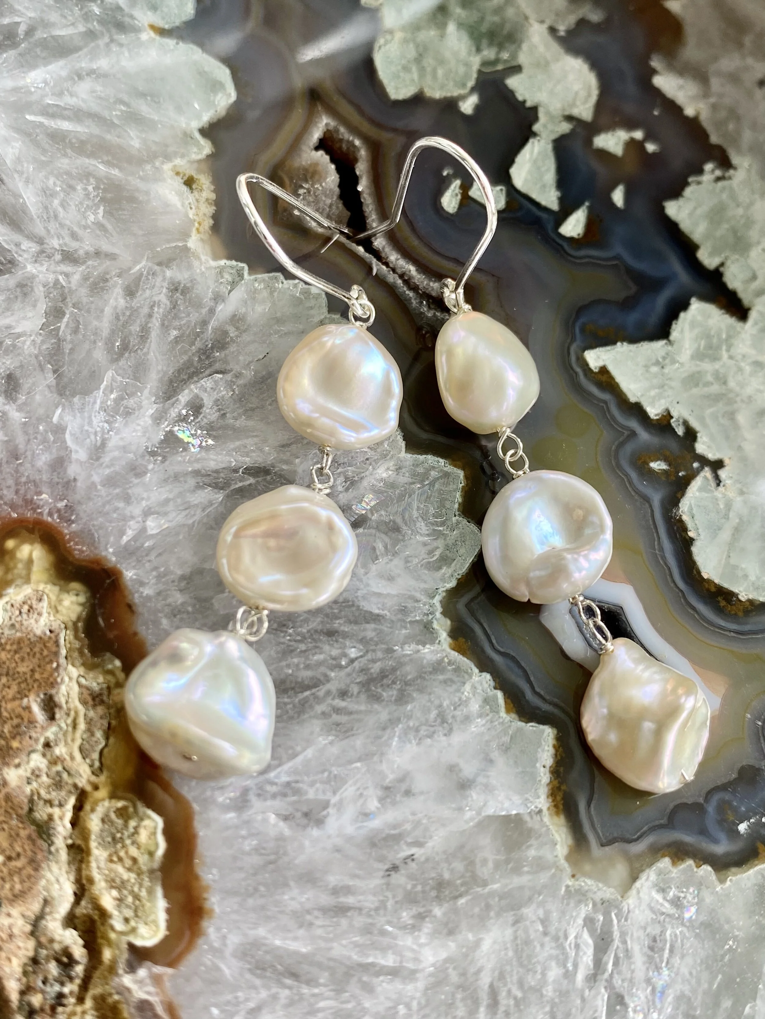 Triple Pearls on Silver