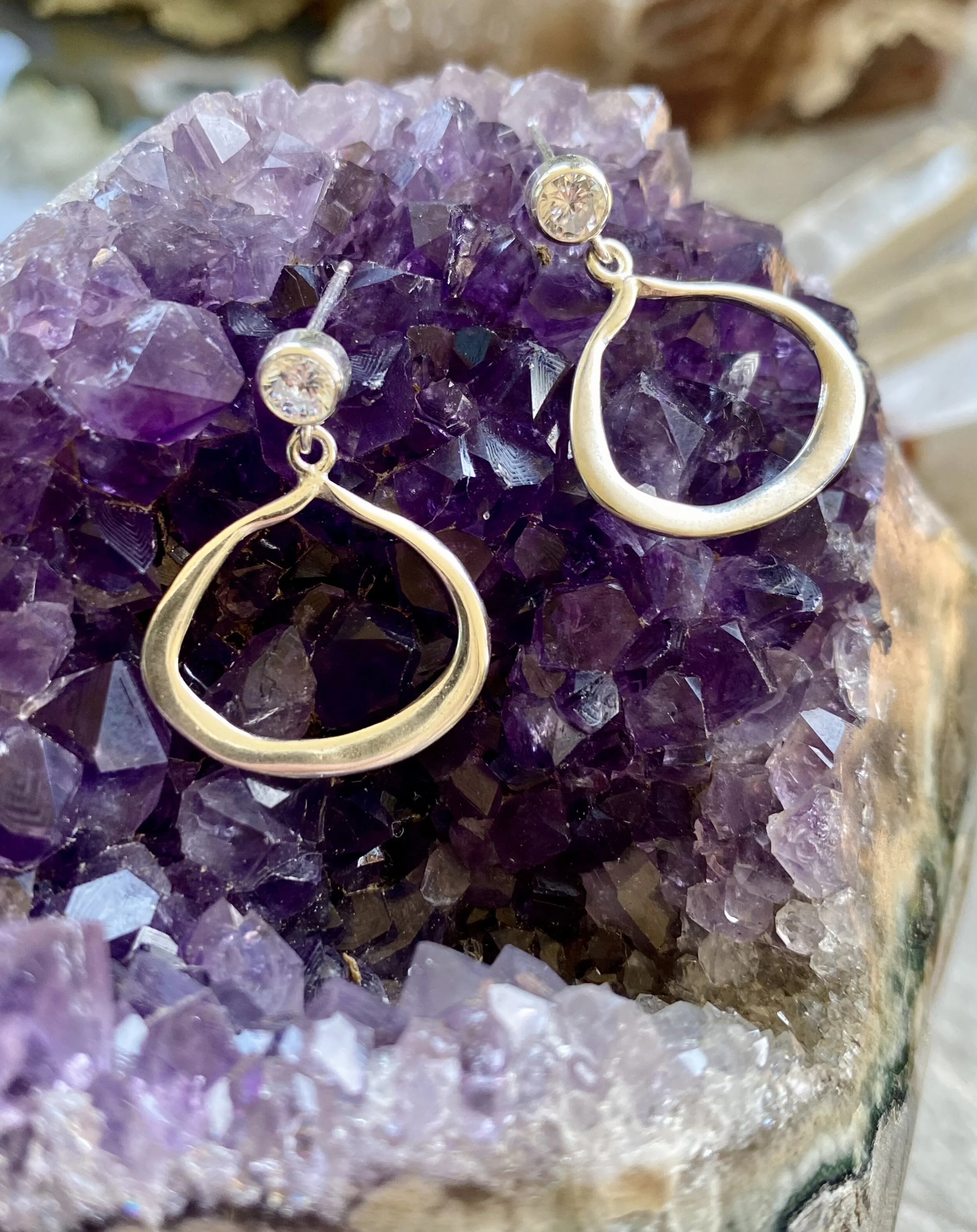 CZ Posts on Organic Silver Hoops