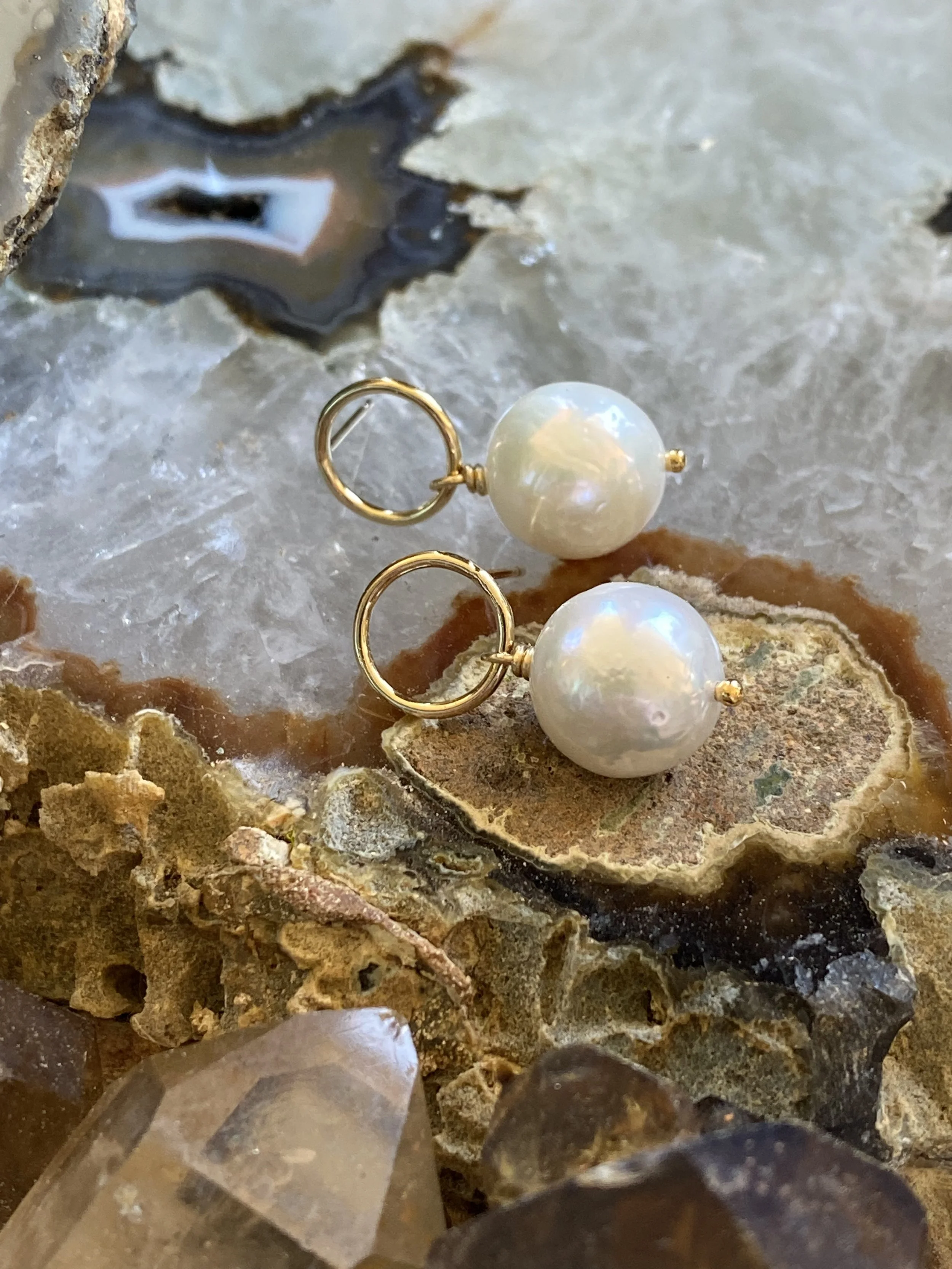 Edison Pearls on Gold Circle Posts