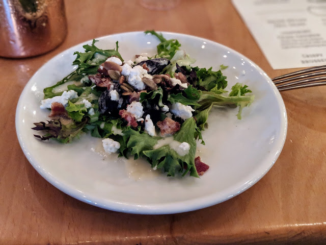 The Helen Keller fall salad, with goat cheese, black mission figs, toasted pumpkin seeds and bacon.
