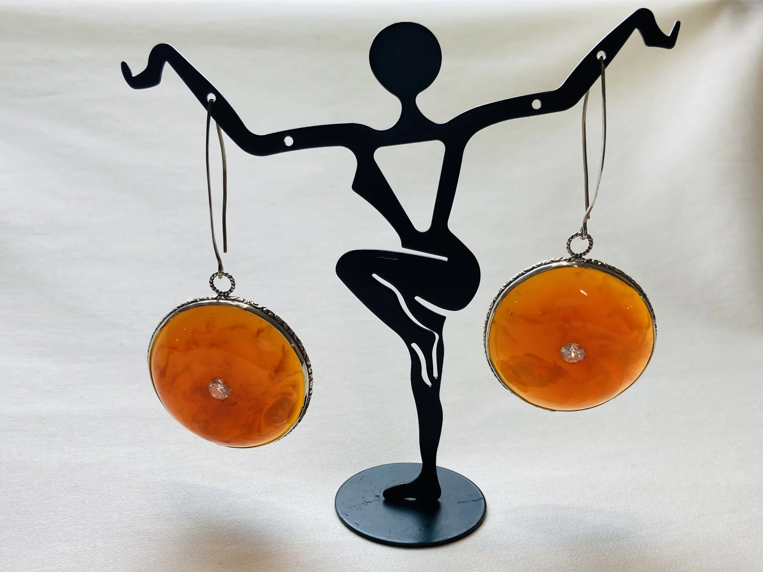 704- Orange Amber Earrings- Number  704.JPG