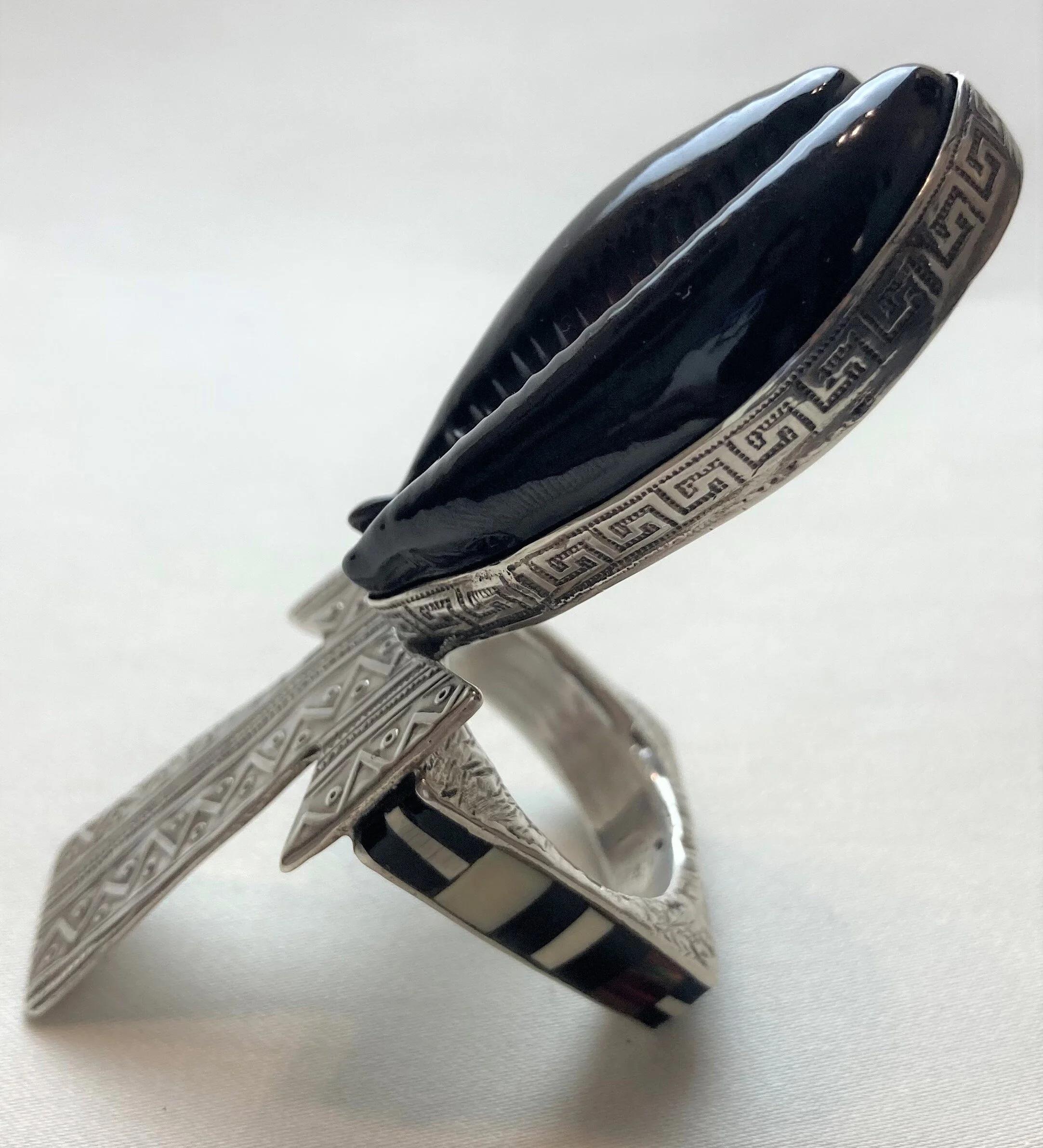 715- Black Cowrie Shell Ring-  Number  715.jpg