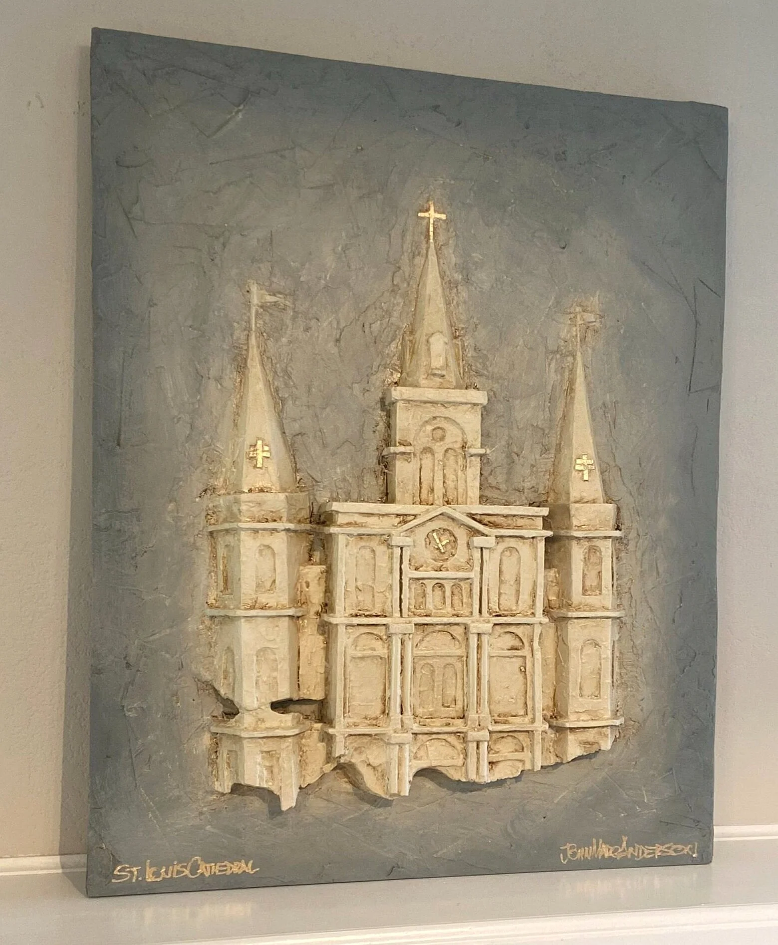 Marc’s iconic interpretations of The St. Louis Cathedral are popular with locals and visitors alike. Larger bespoke works, such as an entry or mantel piece (shown above) are often found in prominent spaces throughout New Orleans..and far away as wel…