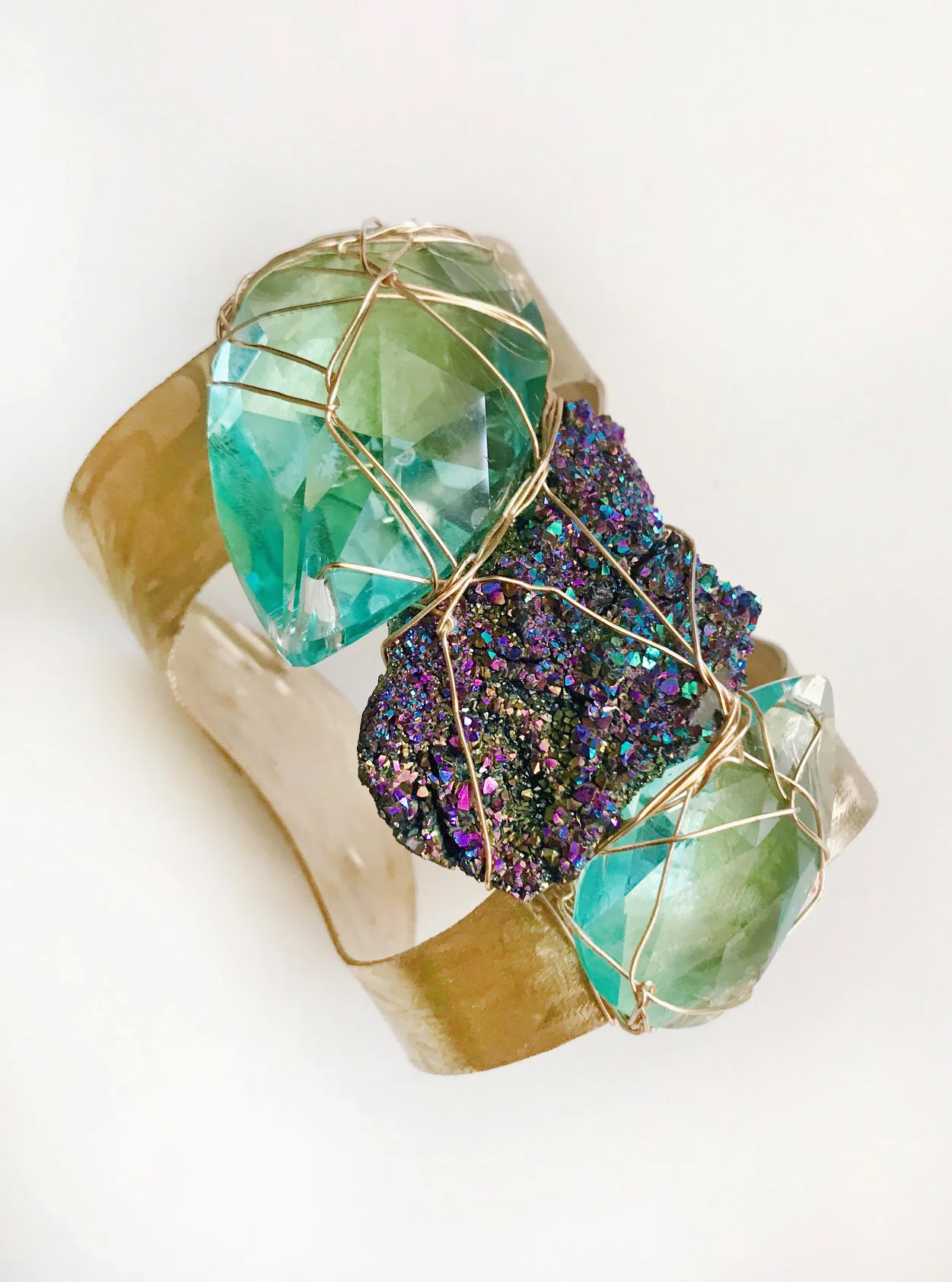 Swardovski Drusy Brass Cuff