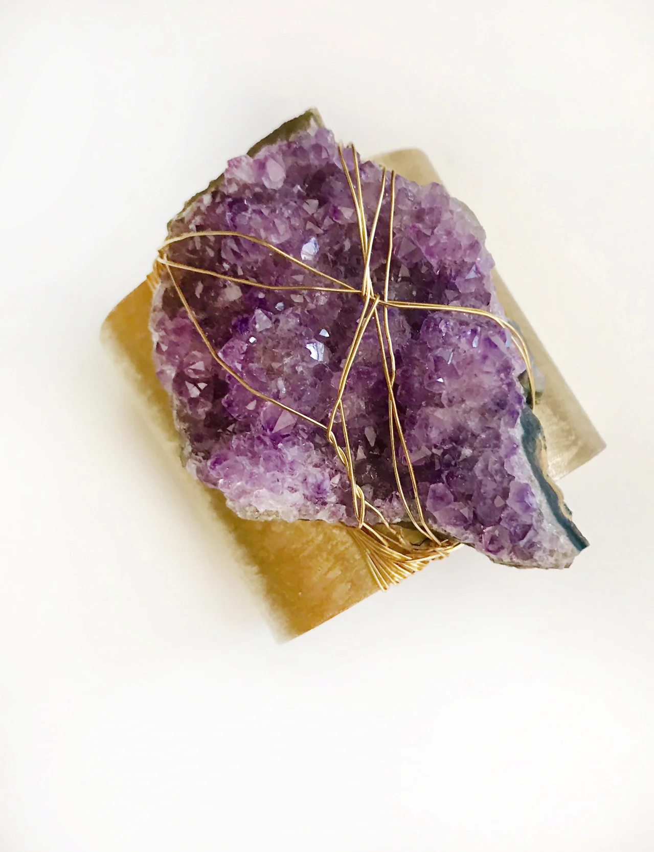 Raw Amethyst Brass Cuff