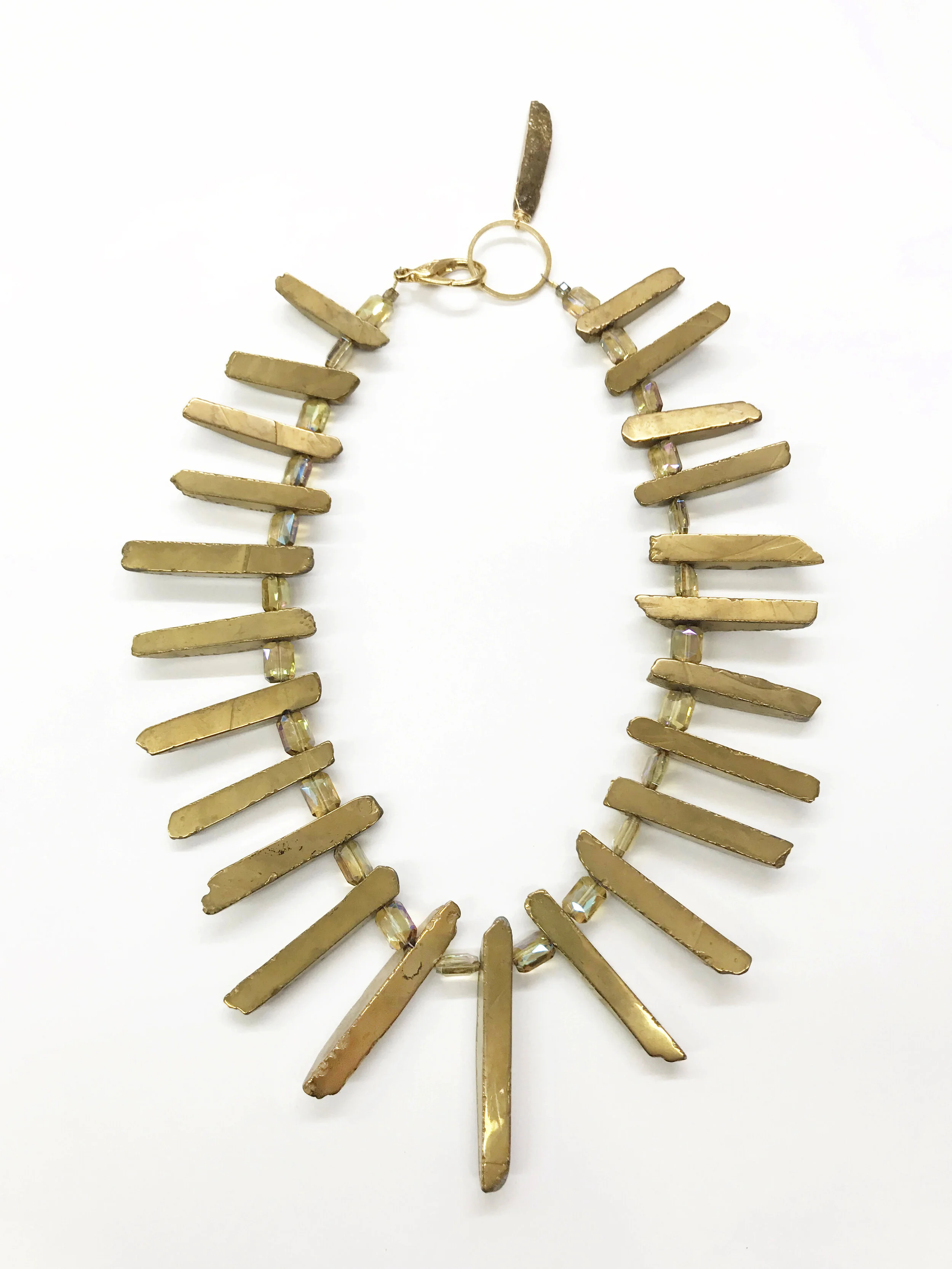 Gold Plated Quartz Statement Necklace $365