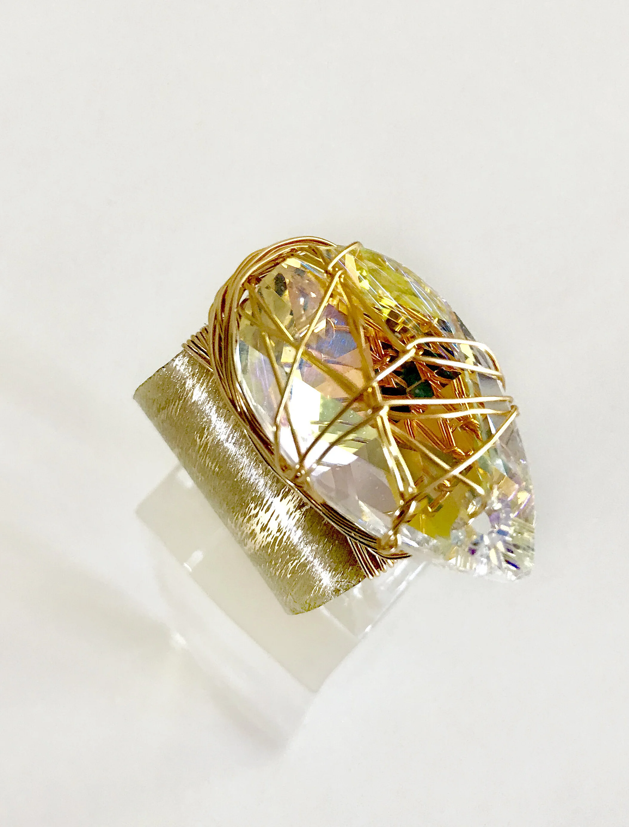 Brass Aurora Borealis Swarovski Ring 