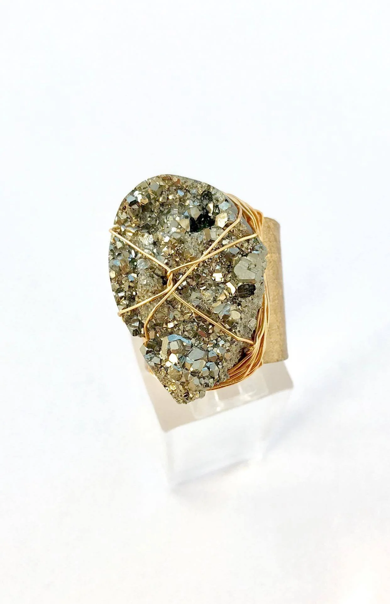 Brass Pyrite Adjustable Ring 