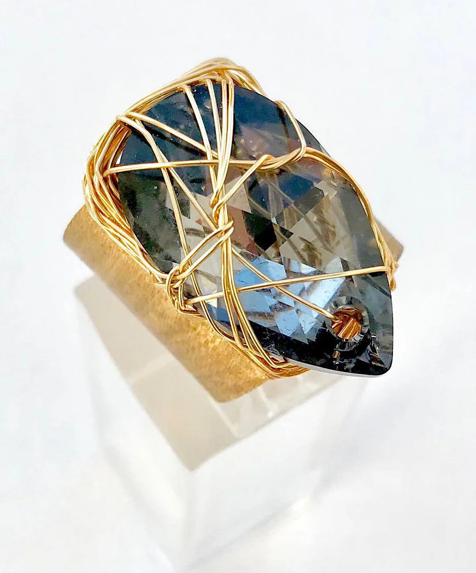 Gold Plated Swarovski Adjustable Ring