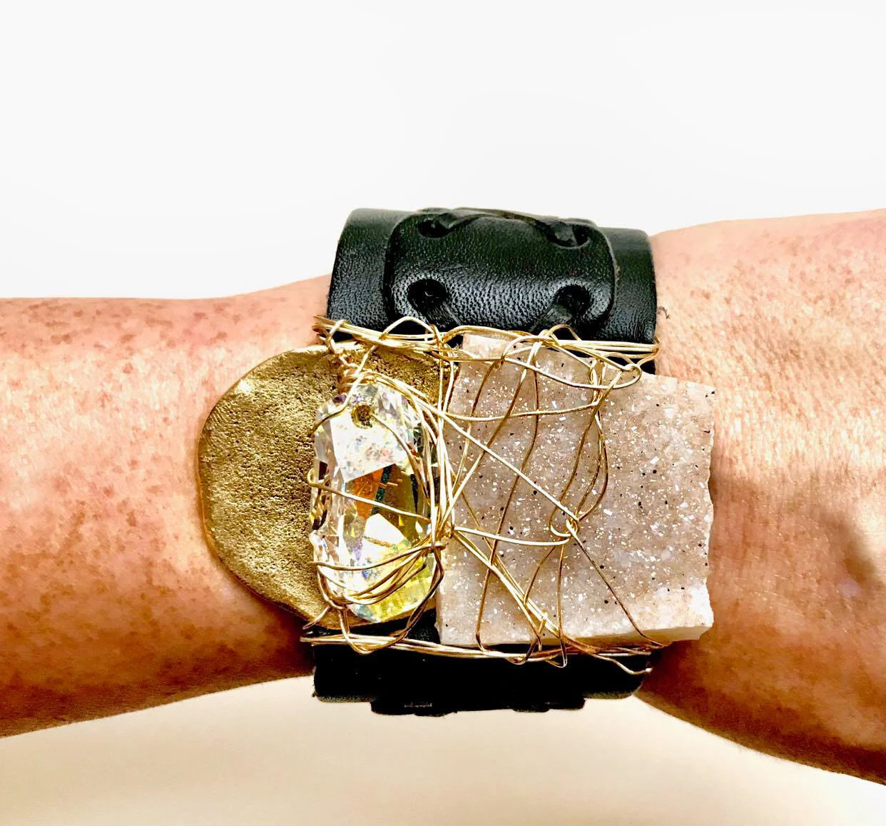 Swarovski Agate Leather Cuff