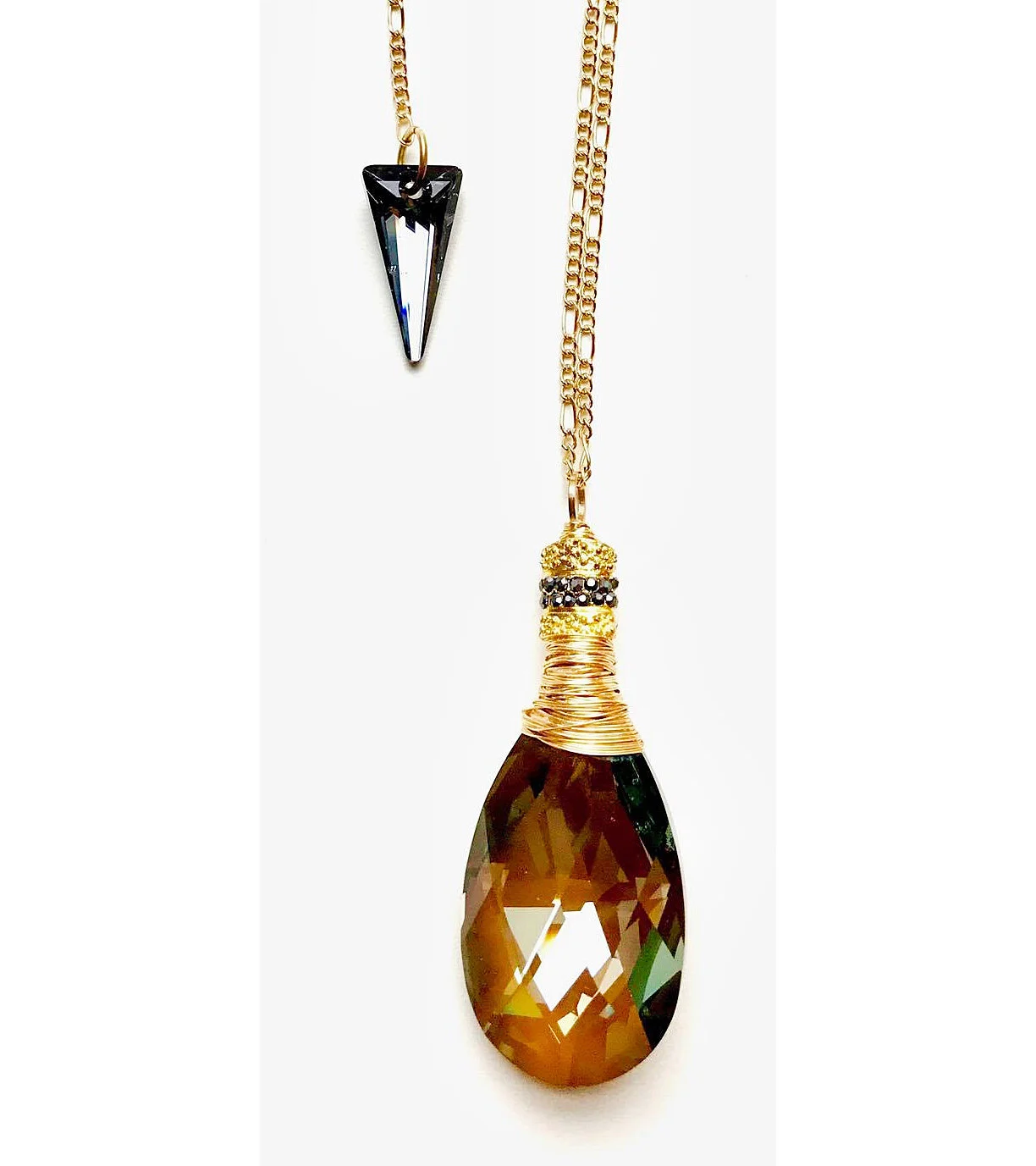 Gold Plated Smokey Swarovski Pendant