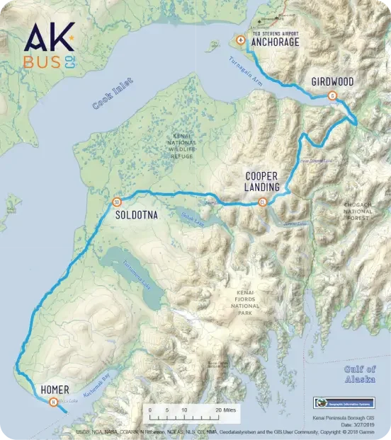 Anchorage to Homer map