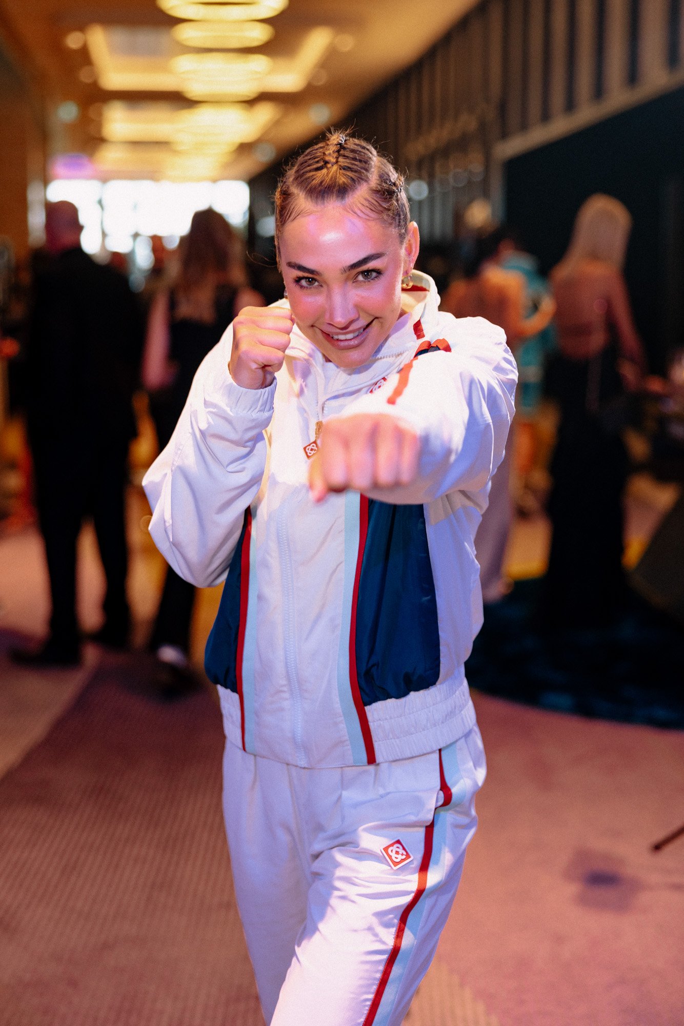 a boxer throwing a punch before a fight