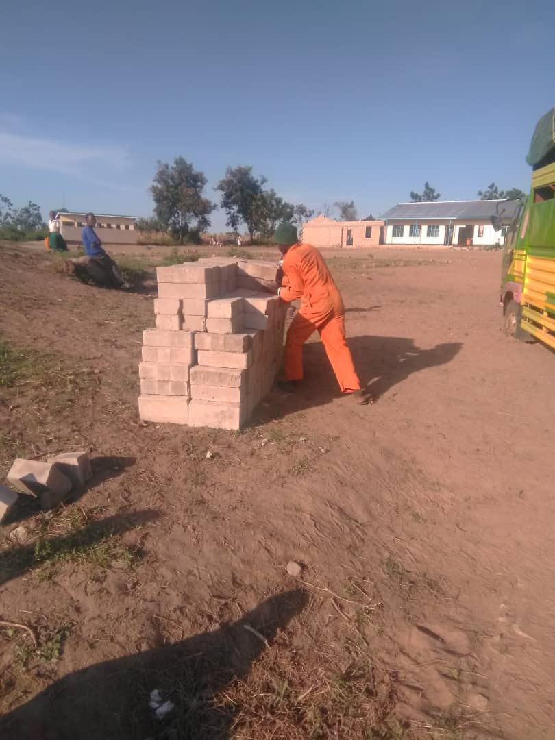 Donated bricks for new classroom in Tanzania