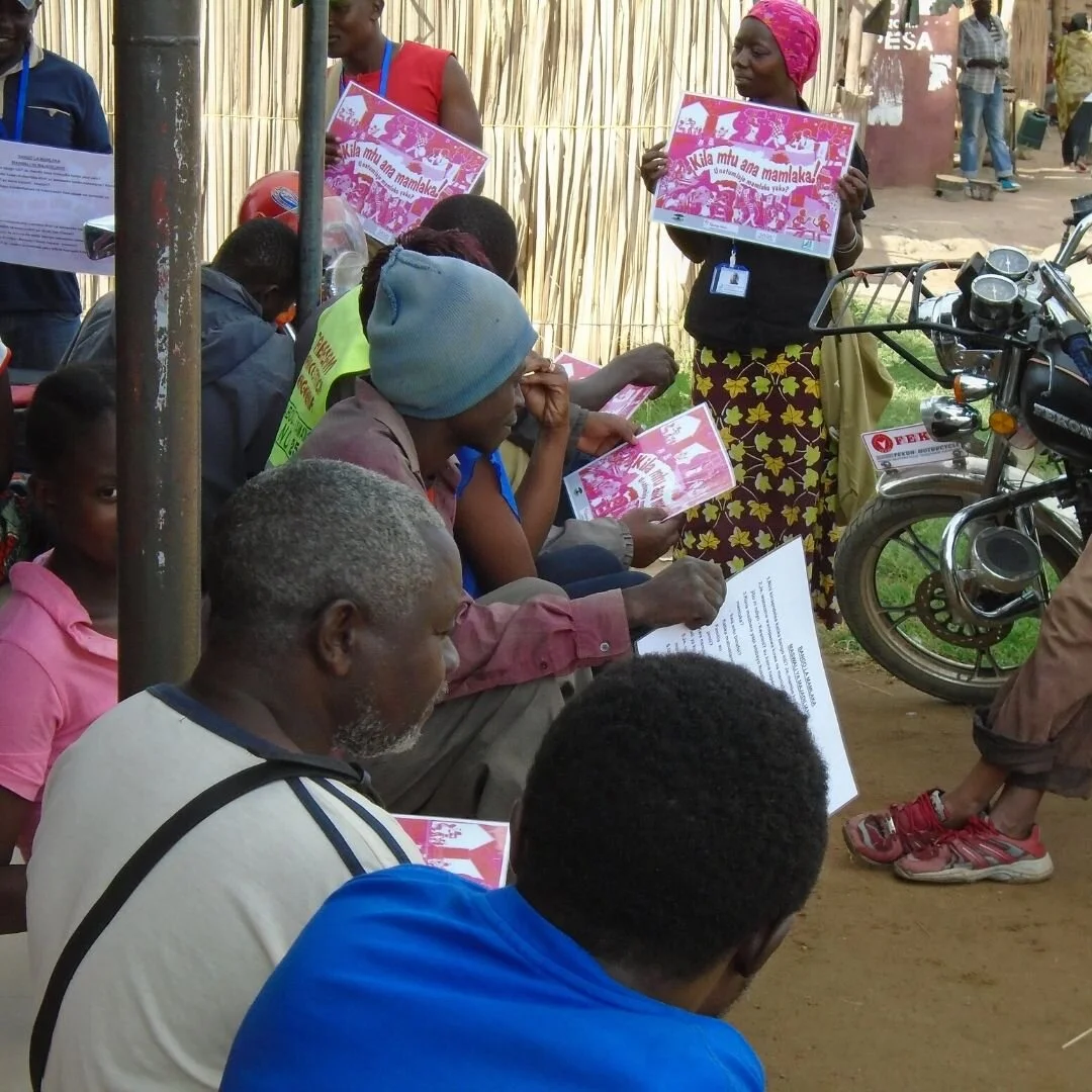 Community discussion on gender equality and prevention of domestic violence in rural Tanzania