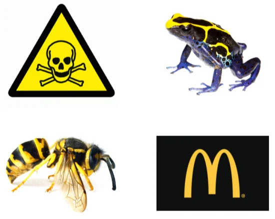 Yellow-and-black is a common warning of toxic hazard. That’s you in the top-right.