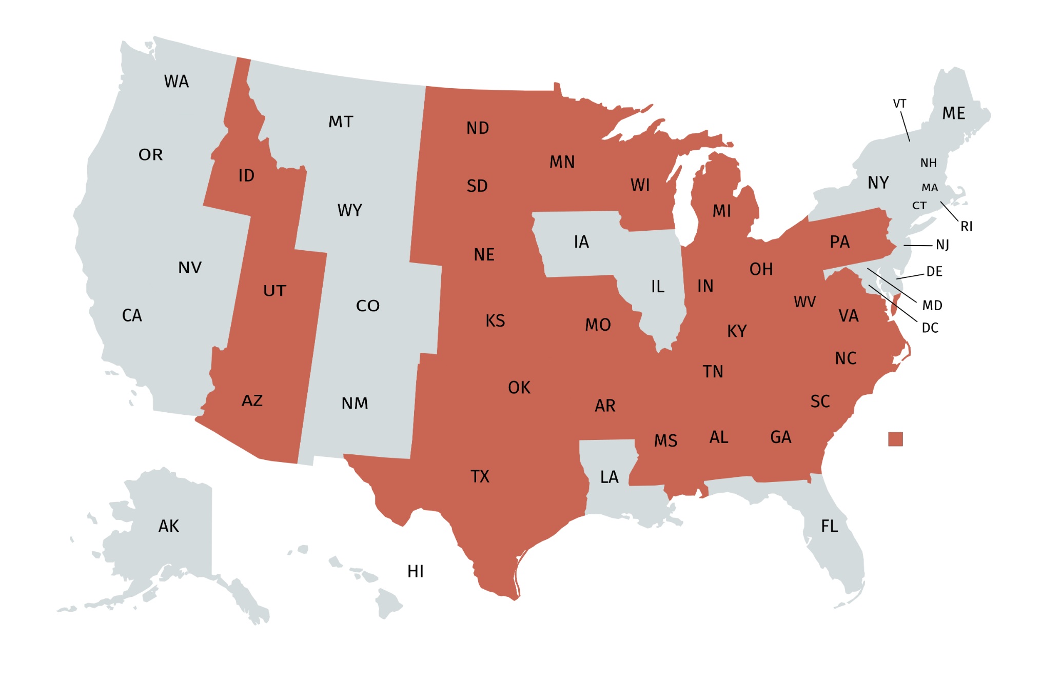 As of 2019, 27 US states have imposed mandated abortion waiting periods. Data provided by the Guttamacher Institute