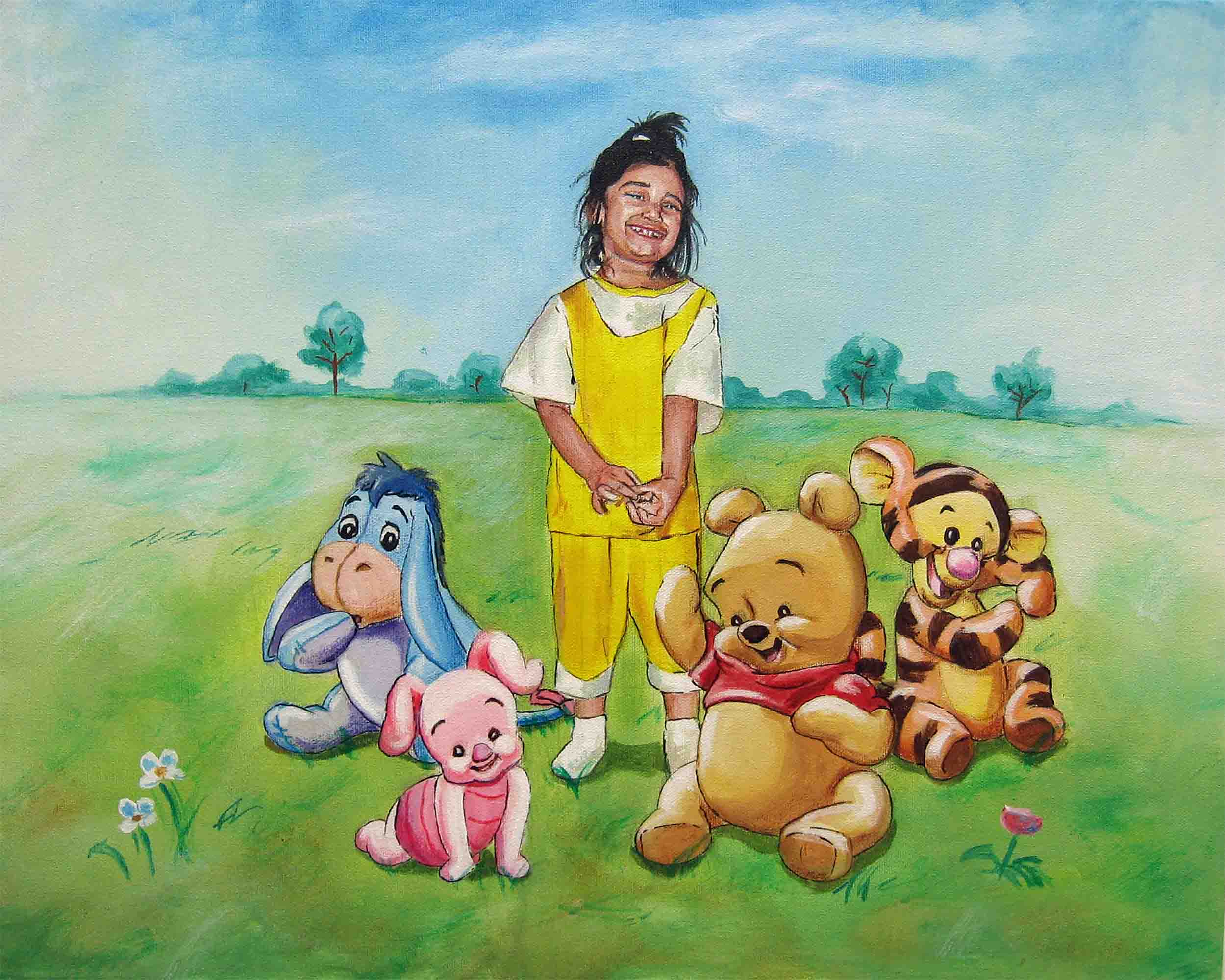 Akila's daughter with Winnie the Pooh &amp; Friends