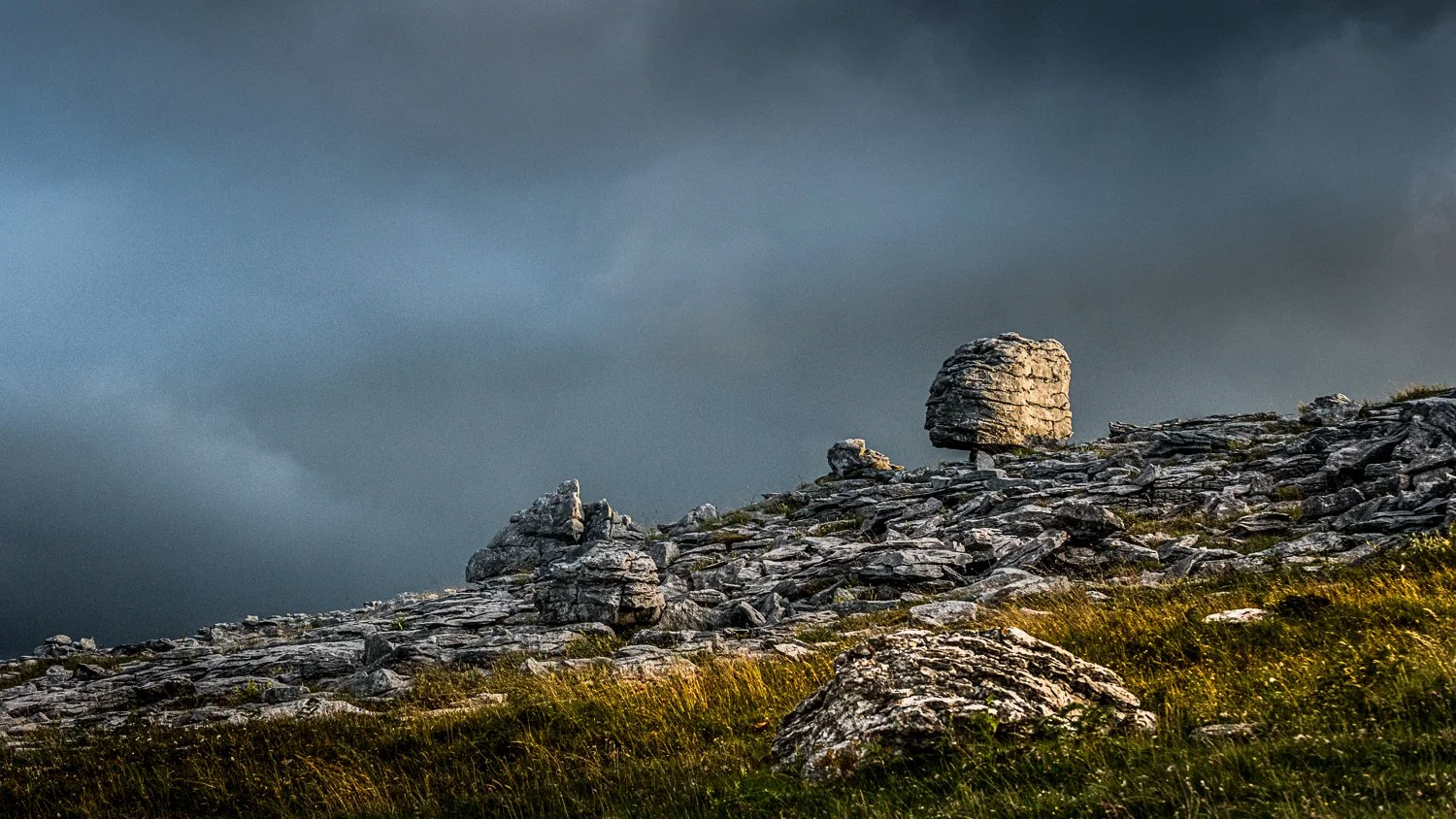 Burren Rock — limestone rock on Abbey Hill in the Burren, Ireland