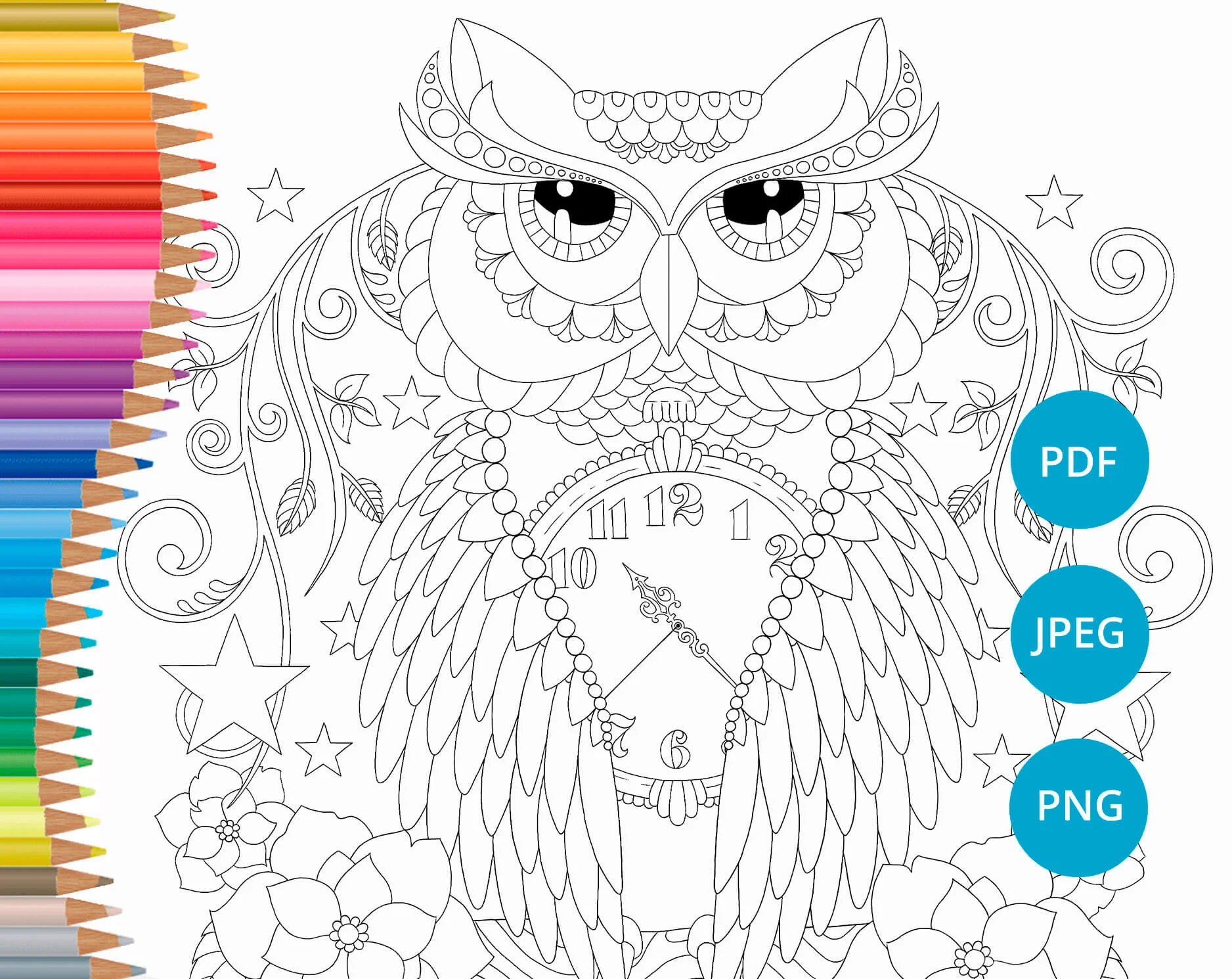Ornate Owl , taken from Doodles from The Den colouring book (Available in my Etsy store )
