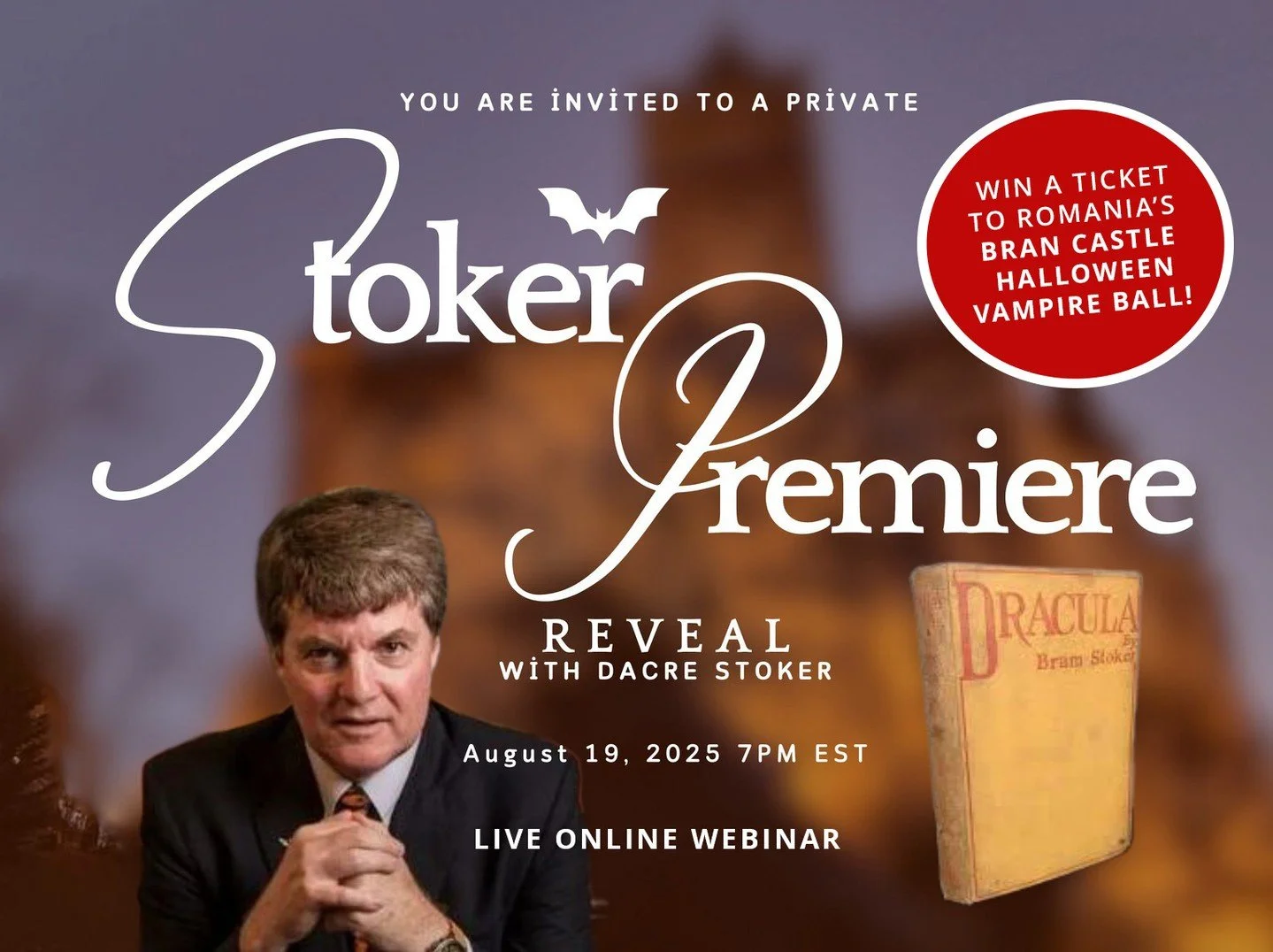 🦇 Darkness calls&hellip; will you answer?

On August 19 at 7 PM EST, join Dacre Stoker, great-grandnephew of Bram Stoker, for an exclusive, live online unveiling that blends legend, mystery, and the macabre. Hosted by our friends @mysteriousadventur