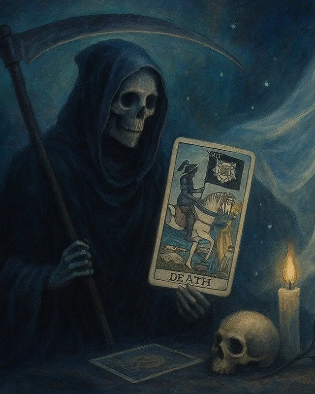 Death is not an end&hellip; It&rsquo;s a transformation.☠️ 

As Samhain approaches and the veil thins, the Death card rises in power. This archetype teaches us to release what no longer serves, honor our shadows, and step into renewal.

🕯️ Shadow wo