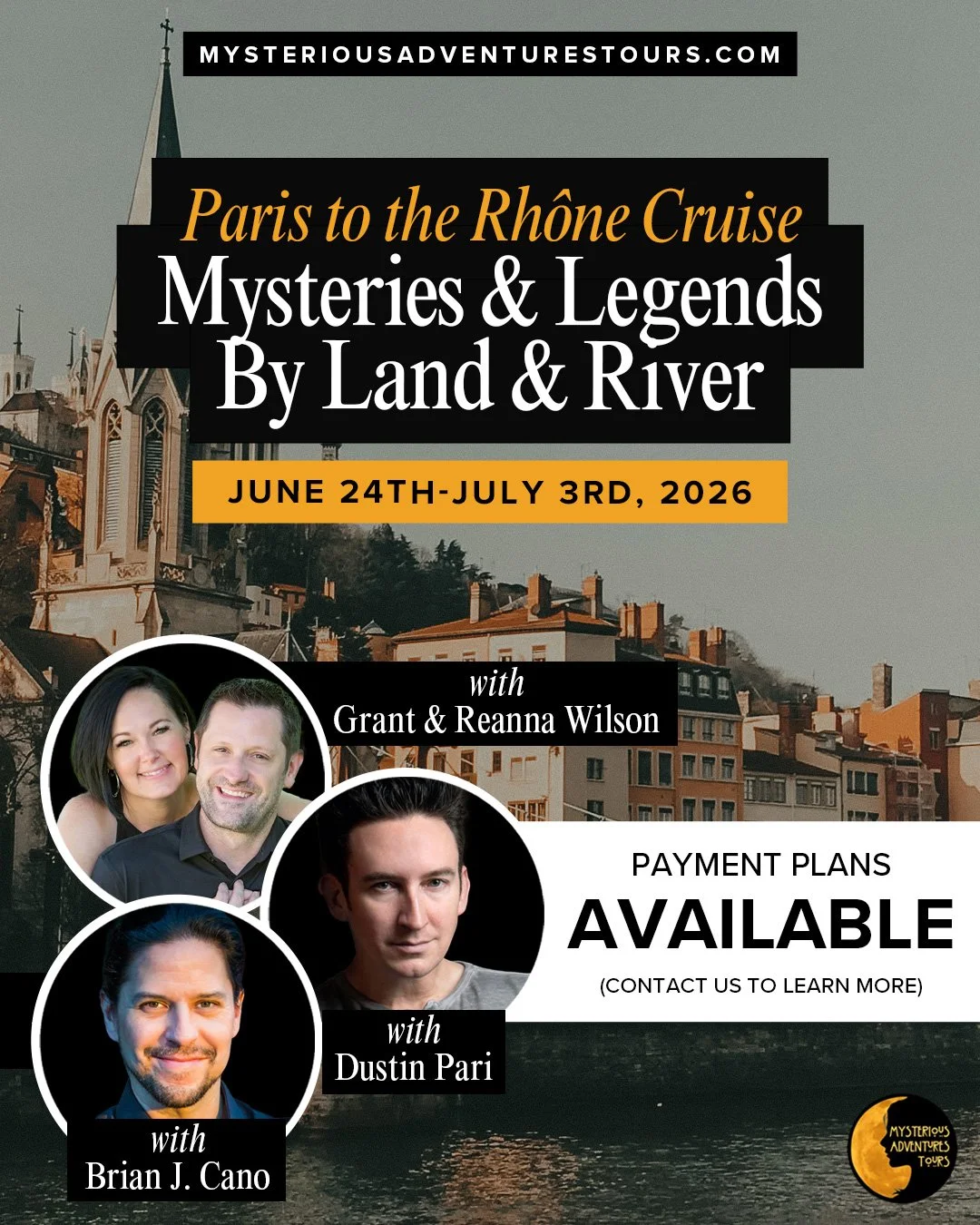 Ghosts on the river. Secrets in the cathedrals. Legends in every shadow. 🌑🚢

Next summer, join our friends @mysteriousadventurestours for a Paris to Rh&ocirc;ne River Cruise like no other alongside paranormal experts @brianjcano, @dustinpari, @gran