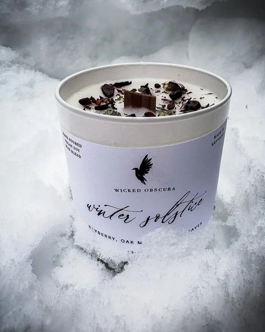 Deep winter asks us to slow down.
To rest.
To light the dark with intention.

Our Winter Solstice Soy Candle is made for the heart of the season, when nights are long, and ritual matters most. Hand-poured to honor the turning of the wheel, this candl
