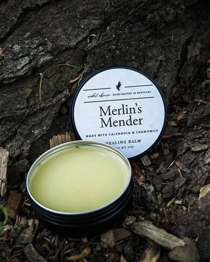 A balm for the moments that need care. 🌿✨

Merlin&rsquo;s Mender is rooted in the idea that healing can be simple.
Intentional.
Quiet.

A blend created to soothe, soften, and support your everyday rituals. For dry skin, tired hands, or the small mom