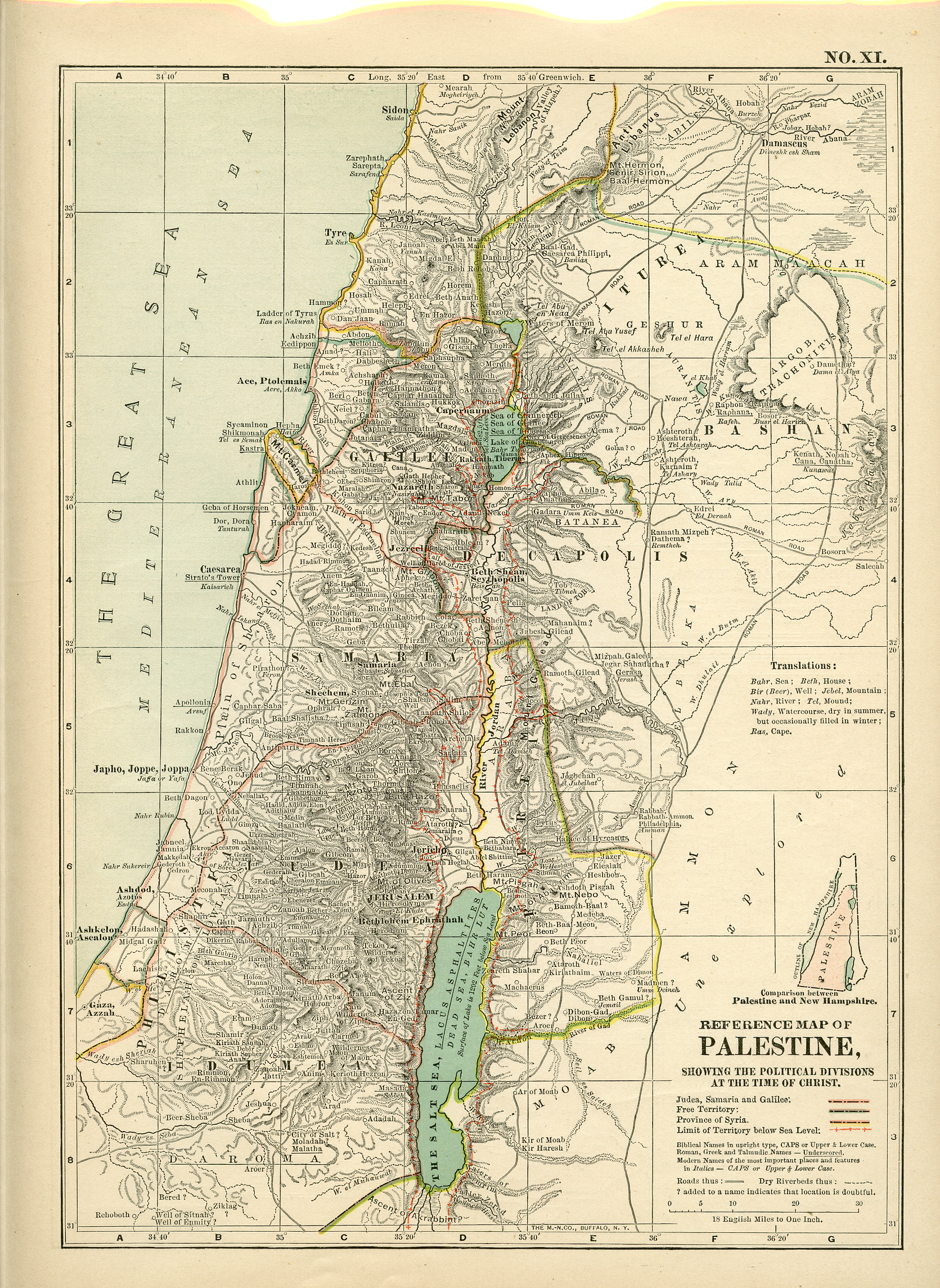 1800s Reference Map of Palestine